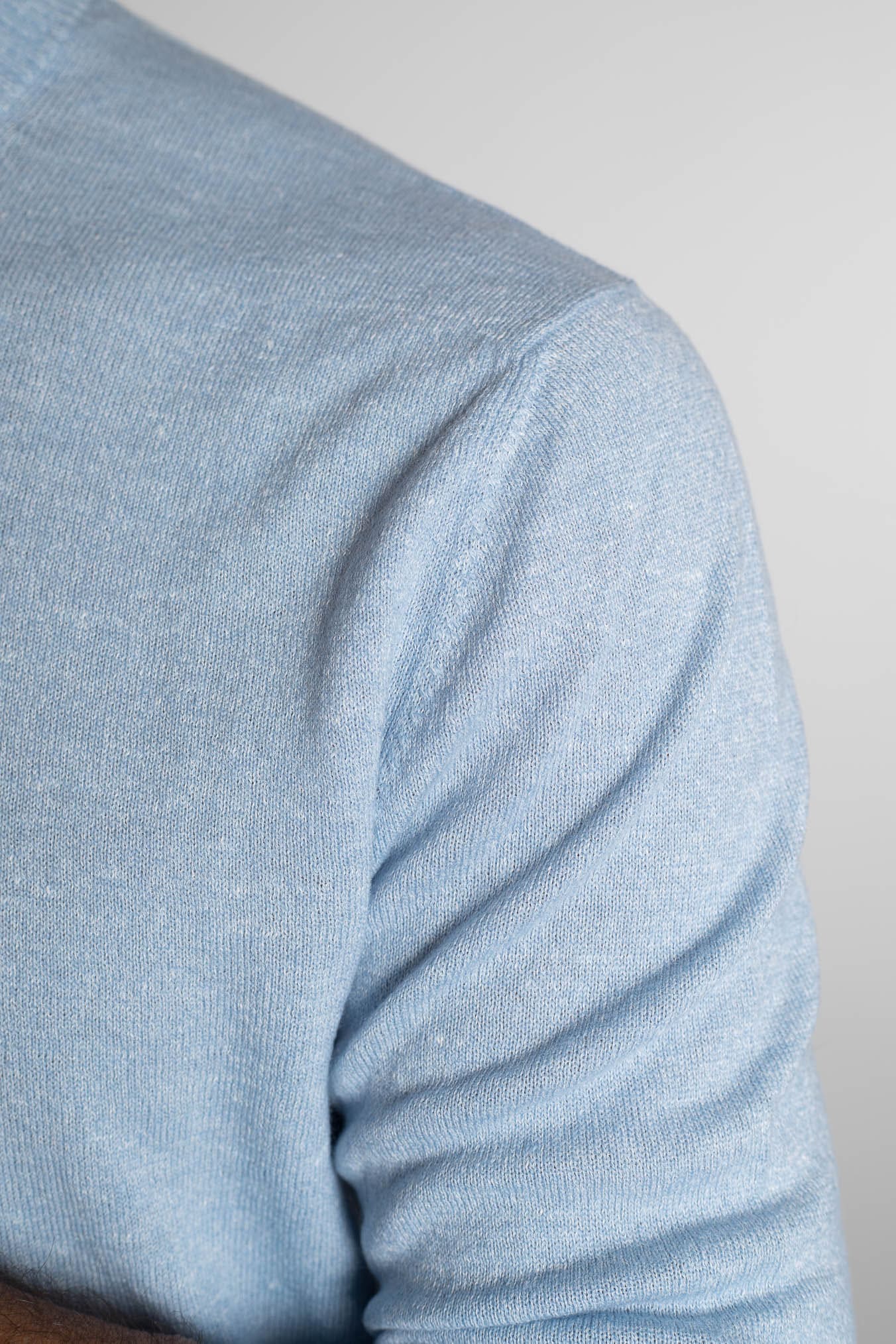 SETTEFILI CASHMERE Girocollo Rasato Cashmere e Lino Celeste Mélange