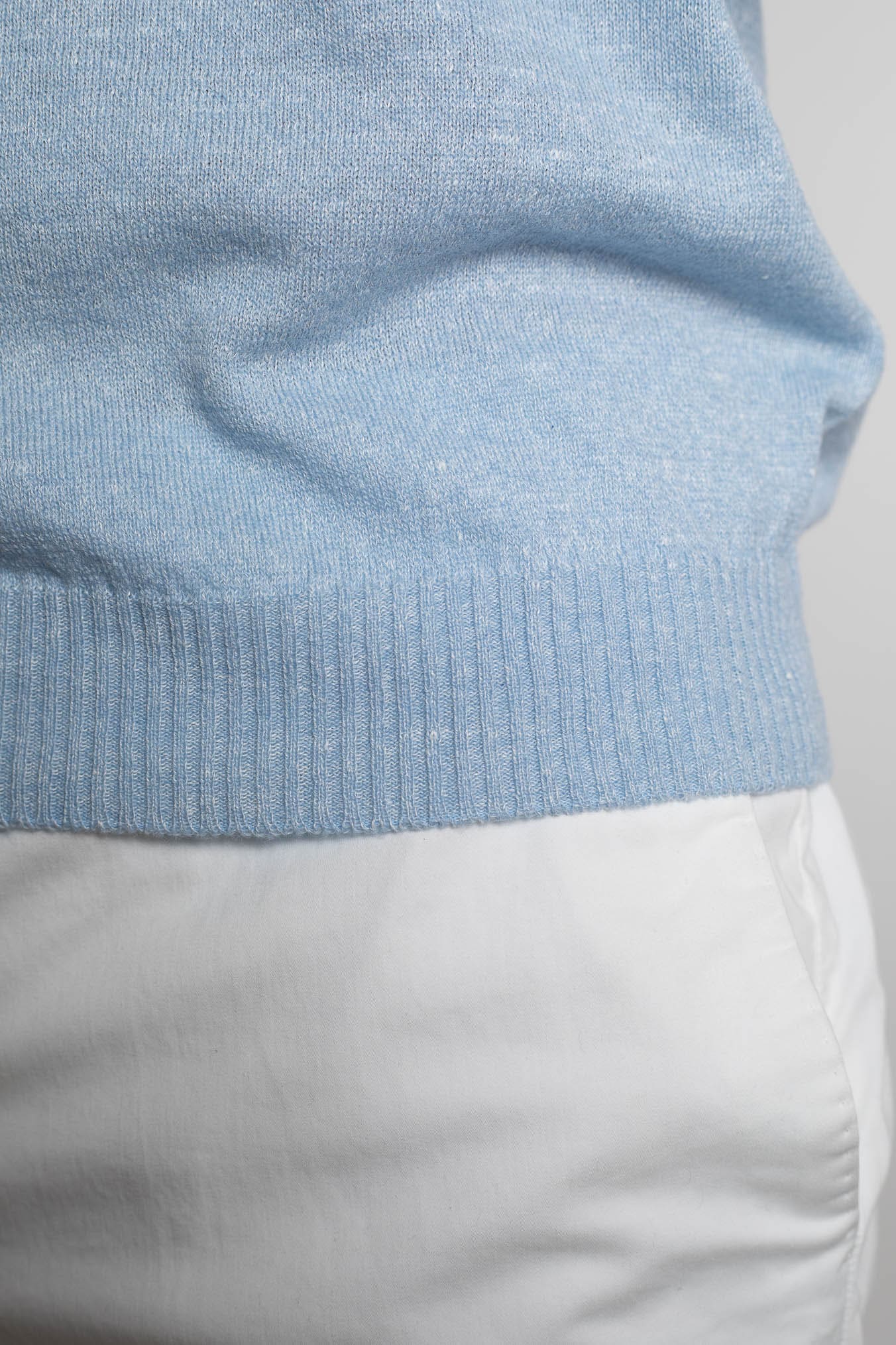 SETTEFILI CASHMERE Girocollo Rasato Cashmere e Lino Celeste Mélange