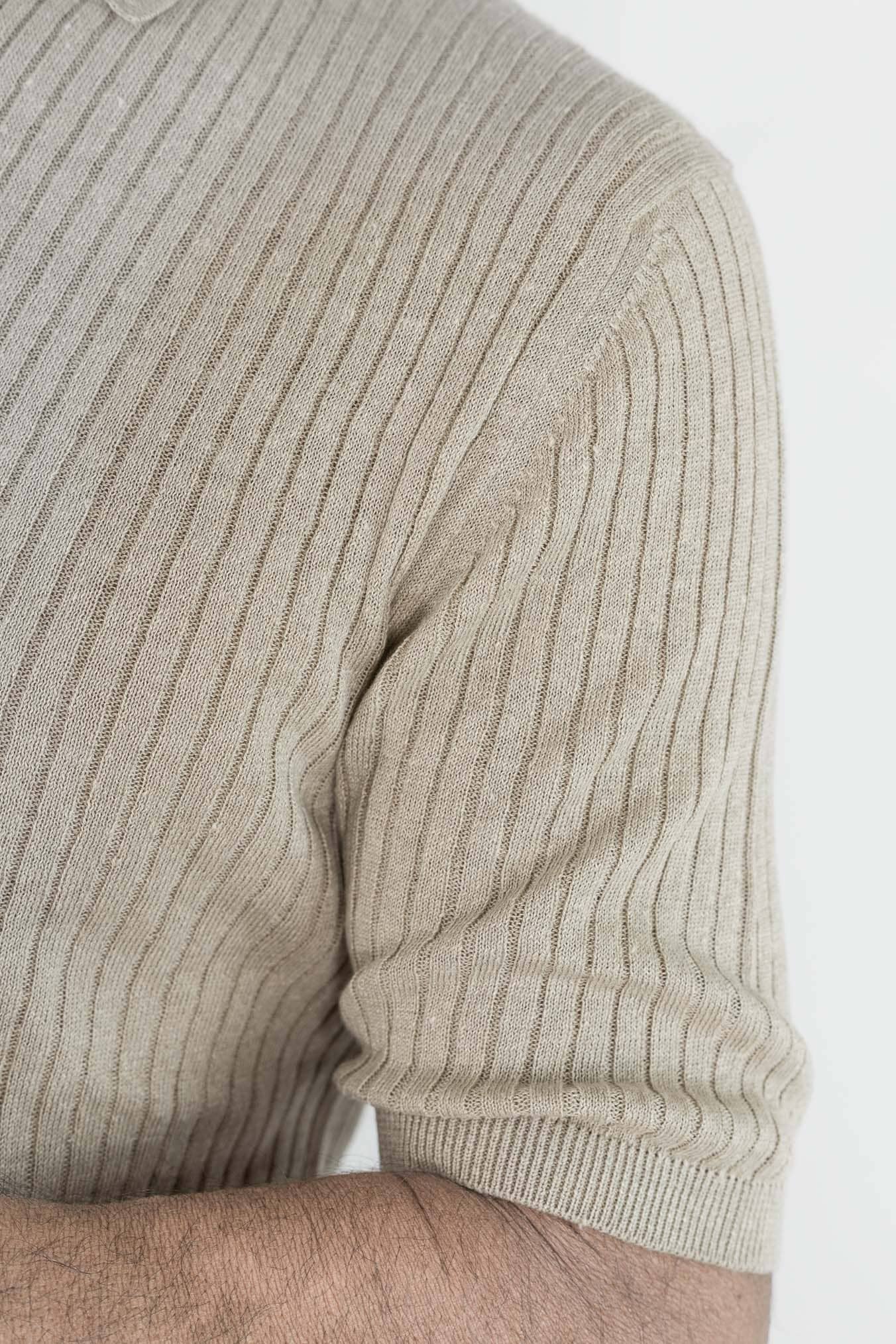 SETTEFILI CASHMERE Polo Skipper Lino Cotone Coste Beige