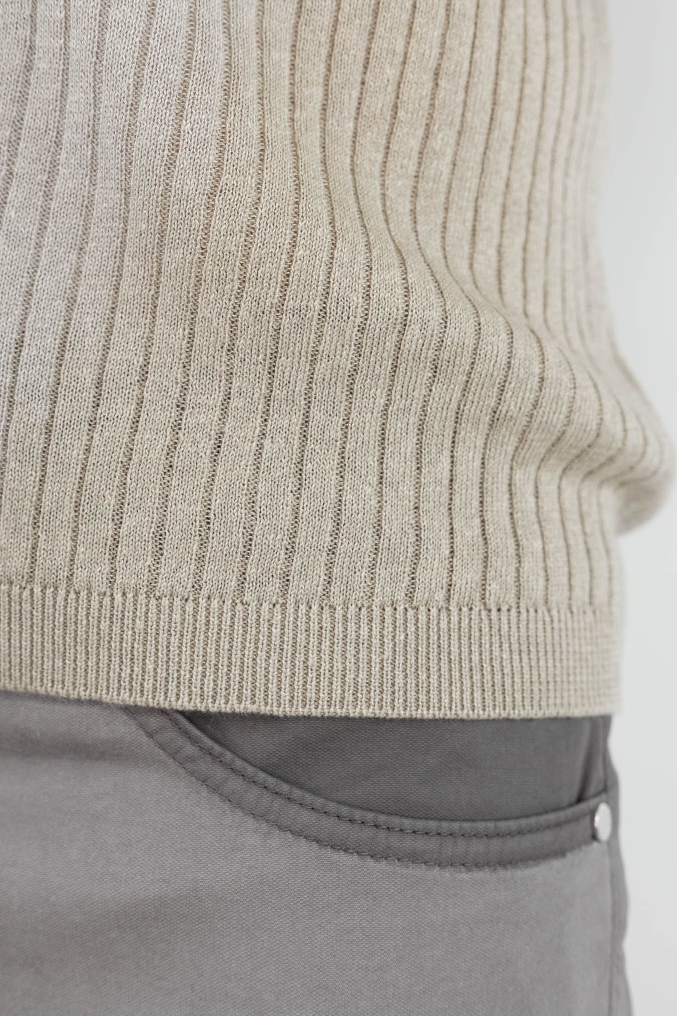 SETTEFILI CASHMERE Polo Skipper Lino Cotone Coste Beige