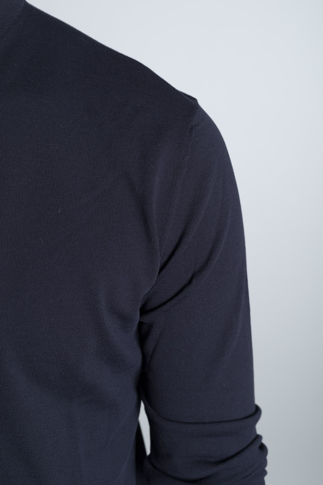 SETTEFILI CASHMERE Girocollo Ice Cotton High Gauge Blu Navy