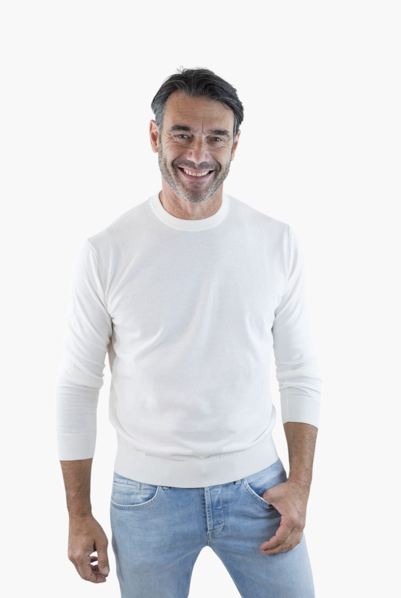 SETTEFILI CASHMERE Girocollo Ice Cotton High Gauge Bianco