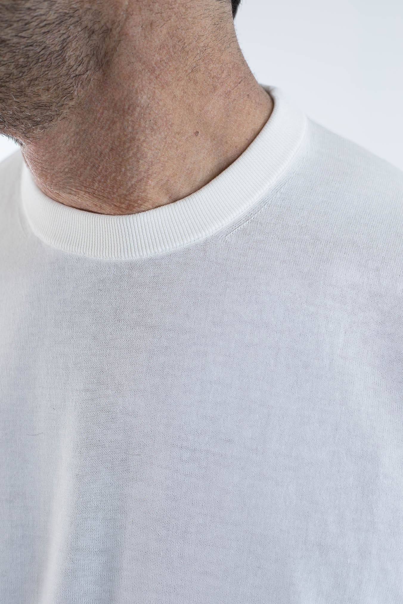 SETTEFILI CASHMERE Girocollo Ice Cotton High Gauge Bianco