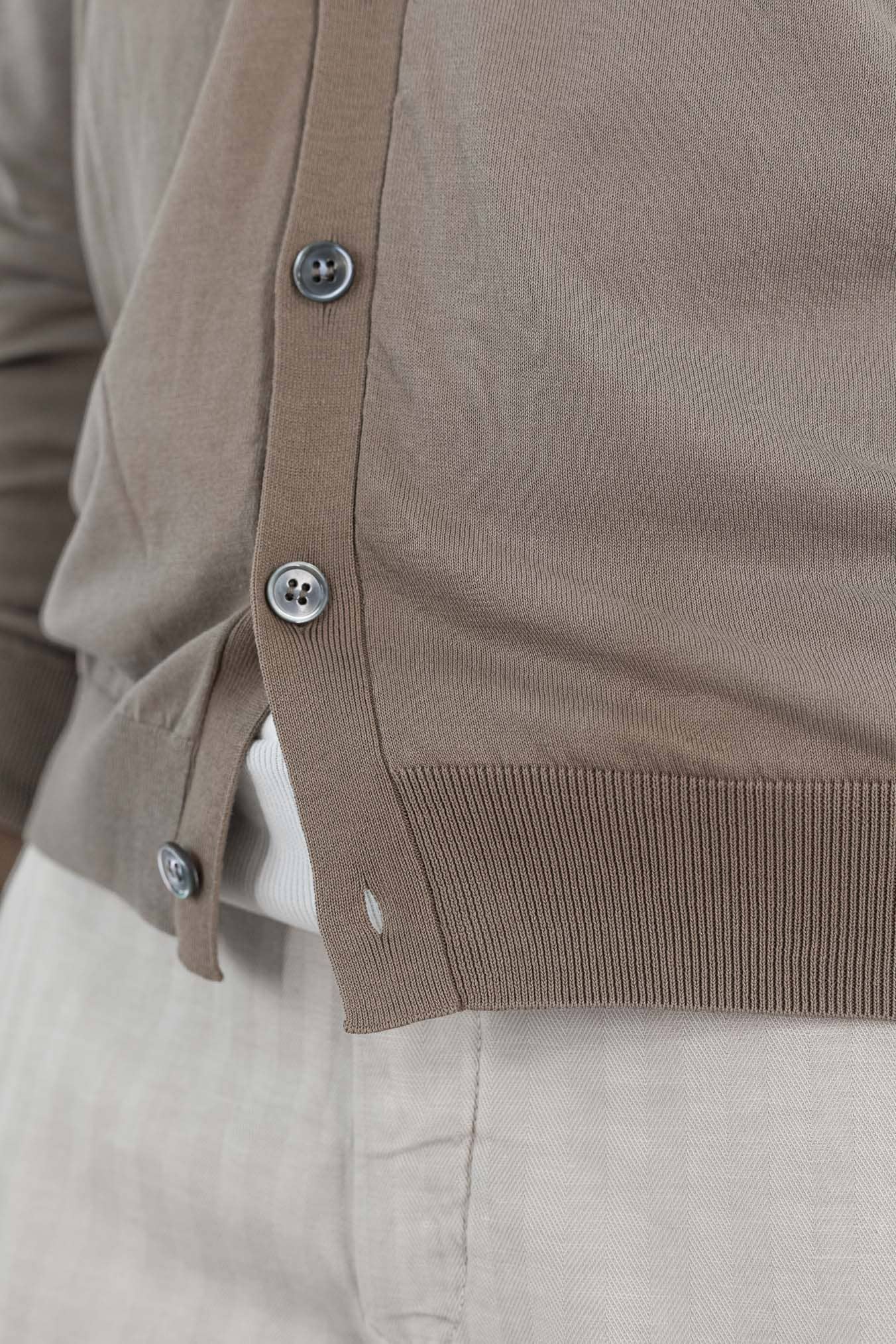 SETTEFILI CASHMERE Cardigan Ice Cotton High Gauge Taupe