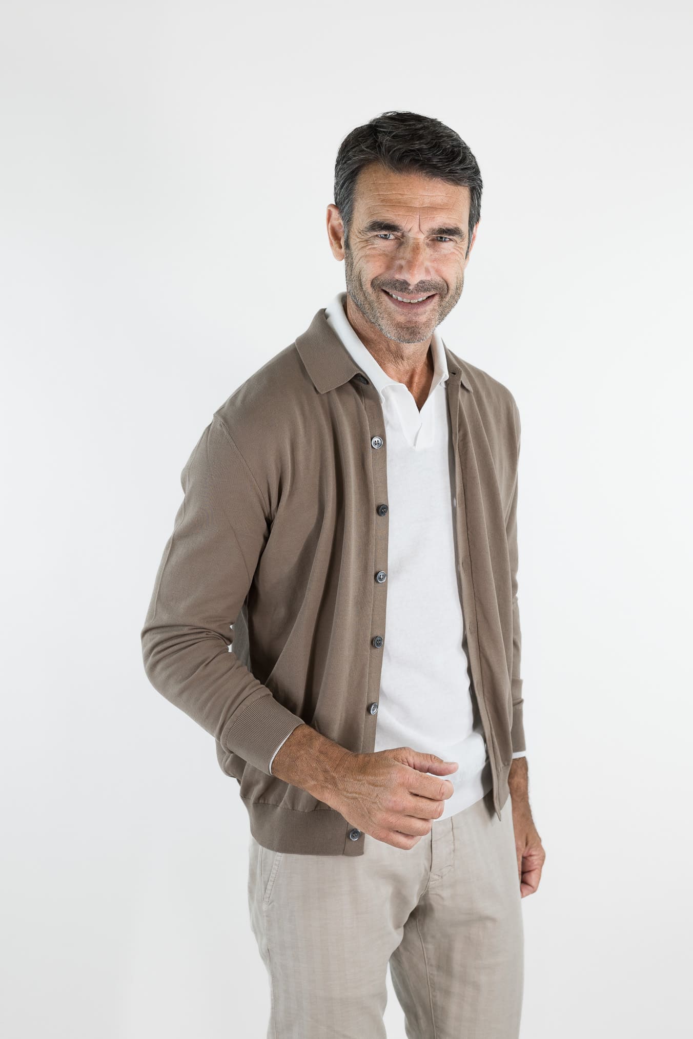 SETTEFILI CASHMERE Cardigan Ice Cotton High Gauge Taupe
