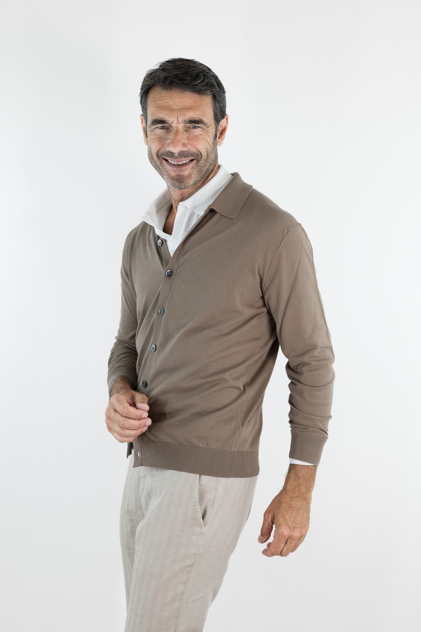 SETTEFILI CASHMERE Cardigan Ice Cotton High Gauge Taupe
