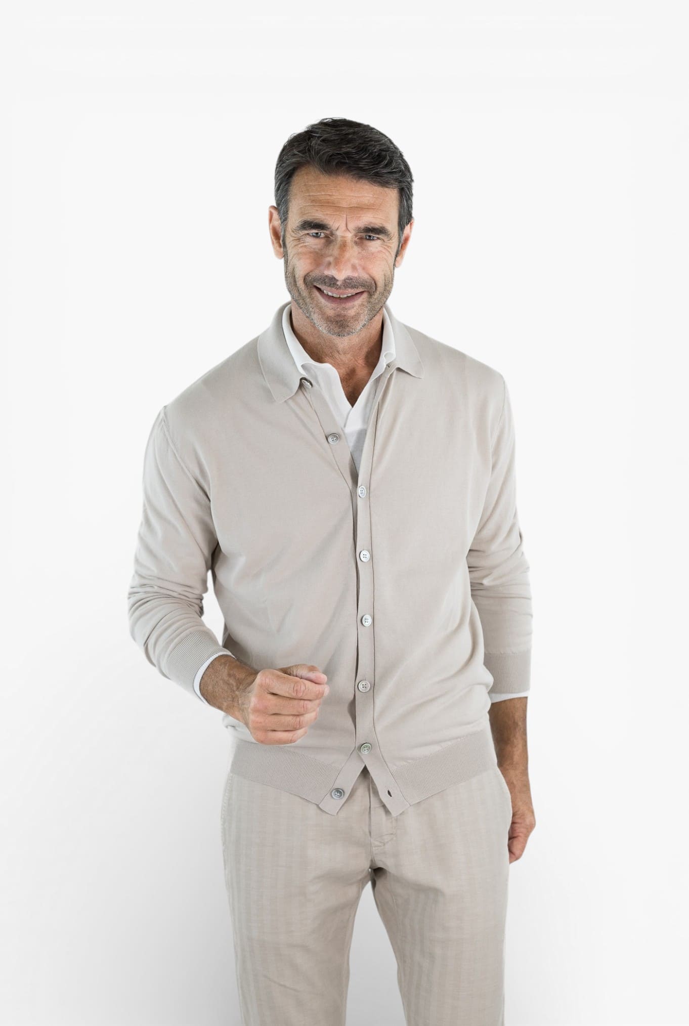 SETTEFILI CASHMERE Cardigan Ice Cotton High Gauge Beige