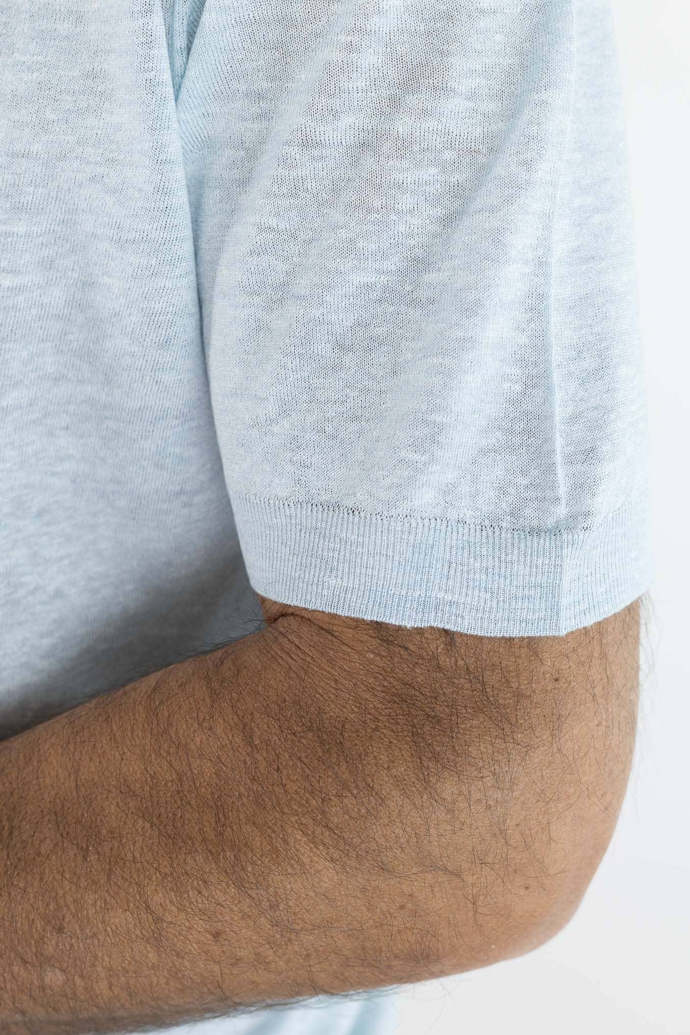 SVEVO PARMA Girocollo Seta Lino Maniche Corte Celeste