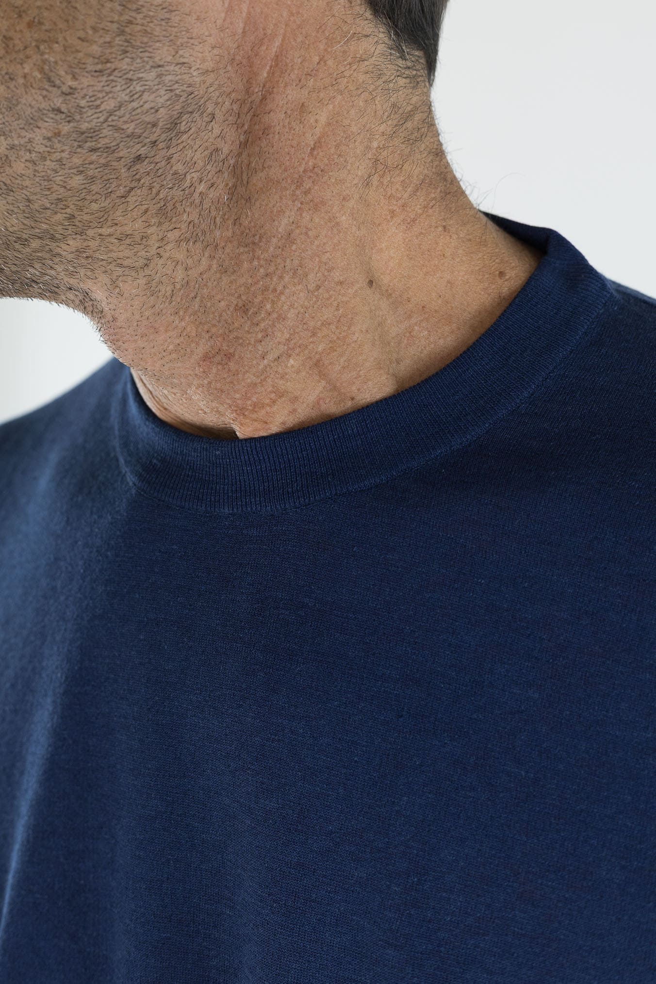 SVEVO PARMA Girocollo Seta Lino Maniche Corte Blu