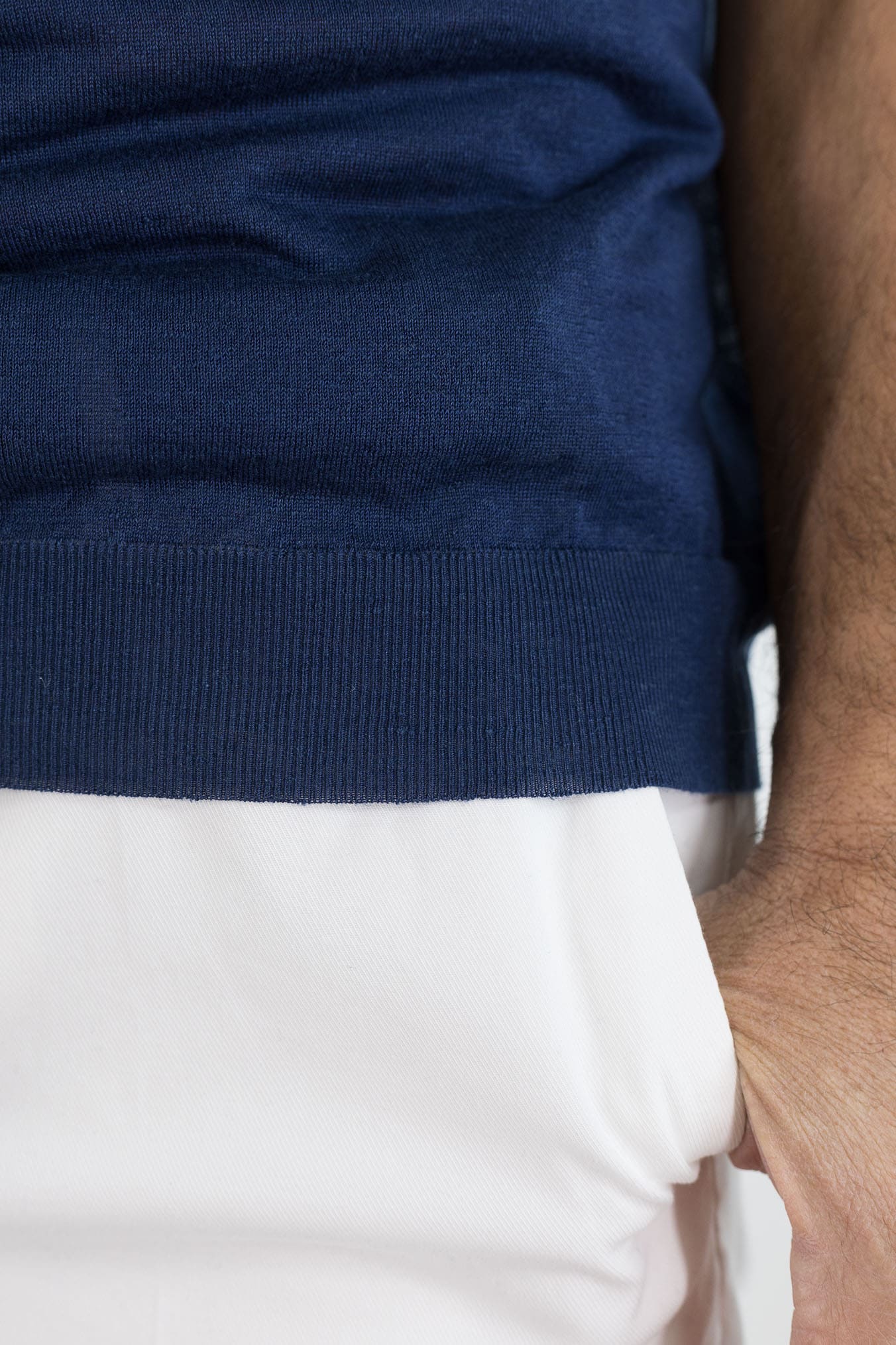 SVEVO PARMA Girocollo Seta Lino Maniche Corte Blu