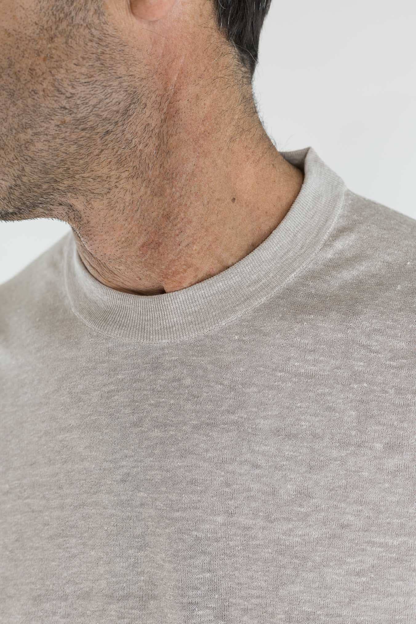 SVEVO PARMA Girocollo Seta Lino Maniche Corte Beige