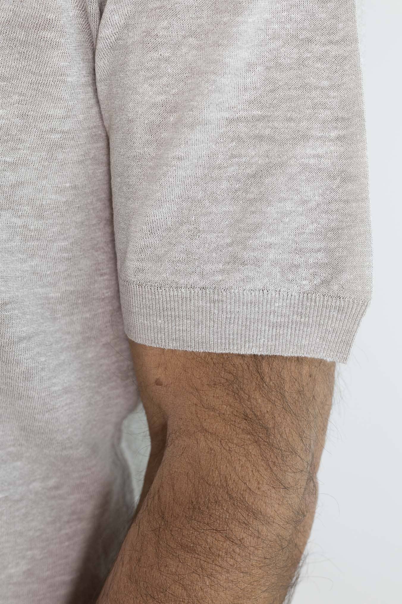 SVEVO PARMA Girocollo Seta Lino Maniche Corte Beige