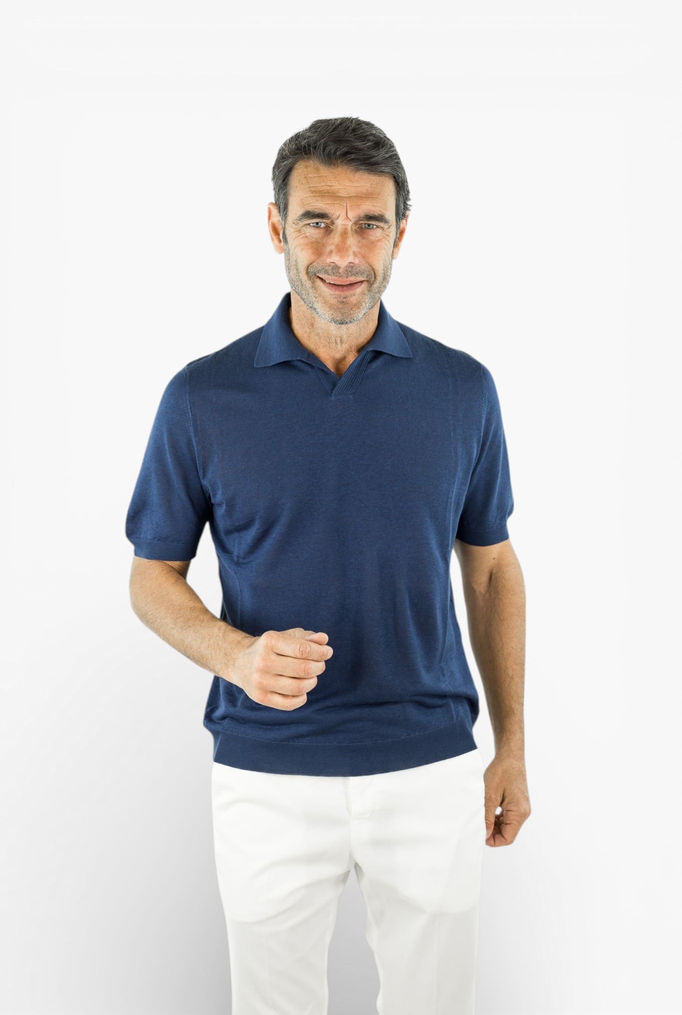 SVEVO PARMA Polo Skipper Lino Seta Blu