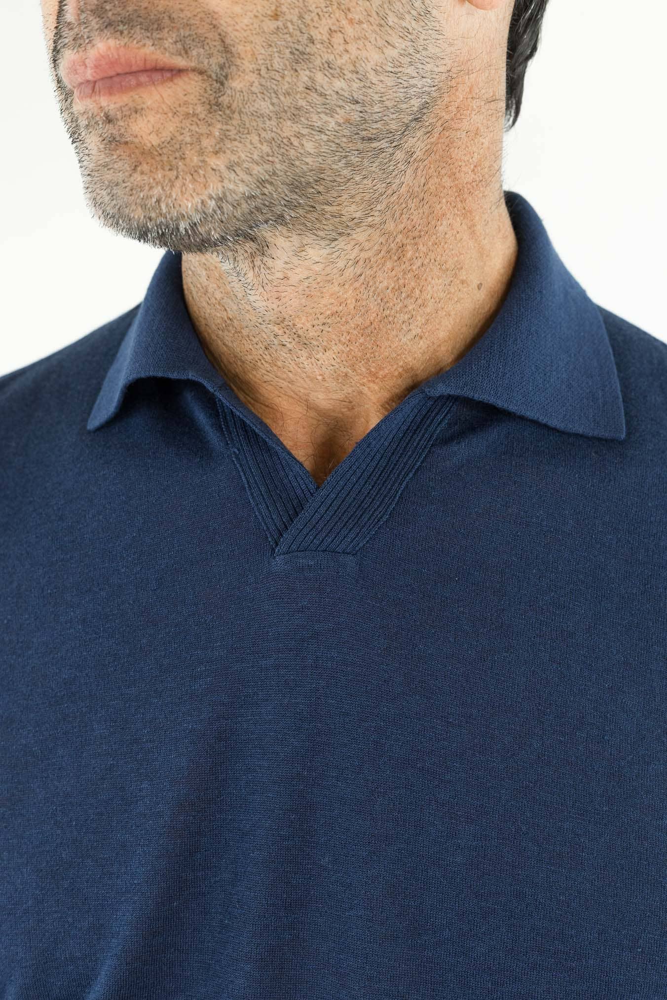 SVEVO PARMA Polo Skipper Lino Seta Blu