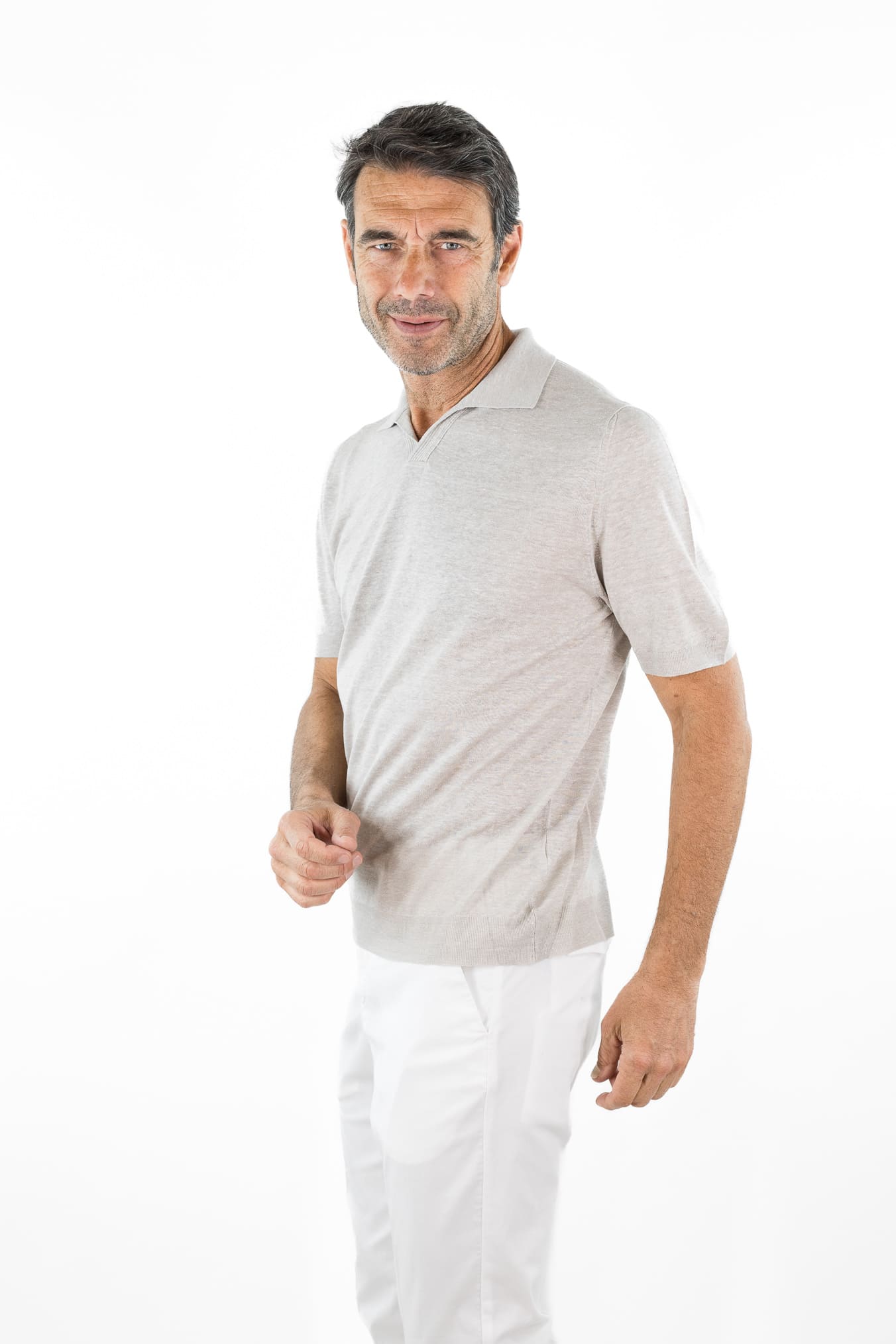 SVEVO PARMA Polo Skipper Lino Seta Beige