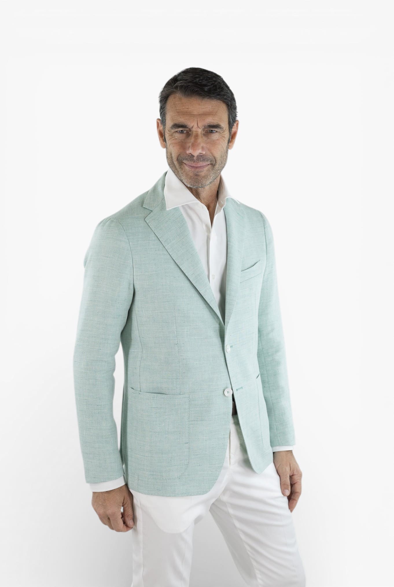 TAGLIATORE Giacca Spigata Lino Lana Verde