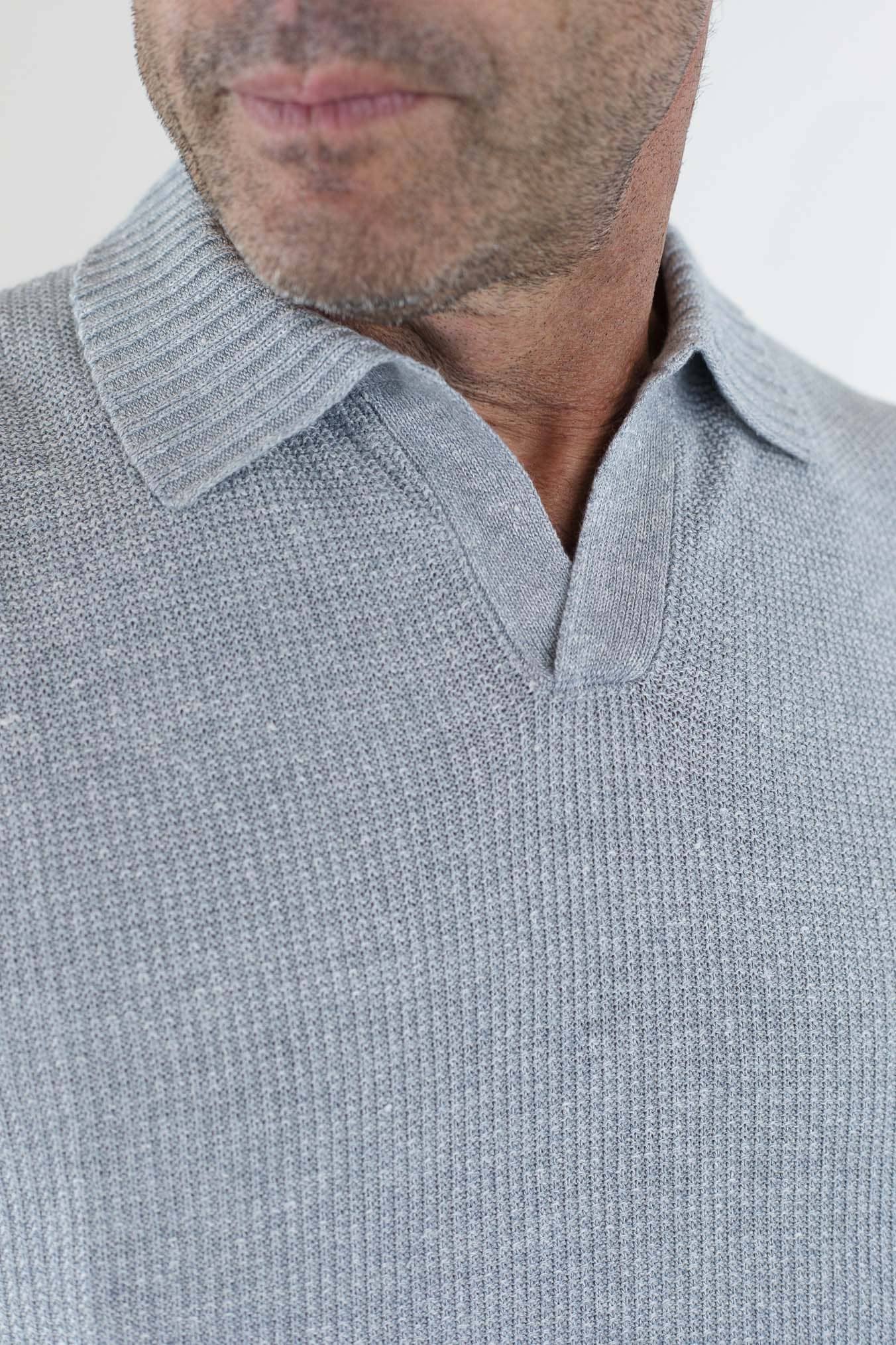 TAGLIATORE Polo Maniche Corte Lino Cotone Grigio