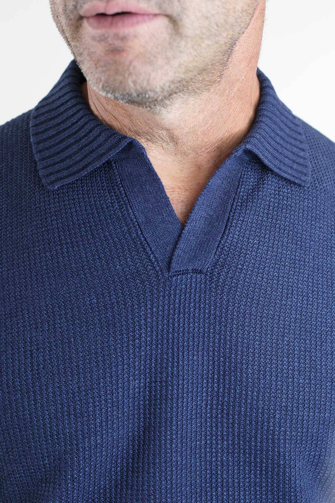 TAGLIATORE Polo Maniche Corte Lino Cotone Blu Navy