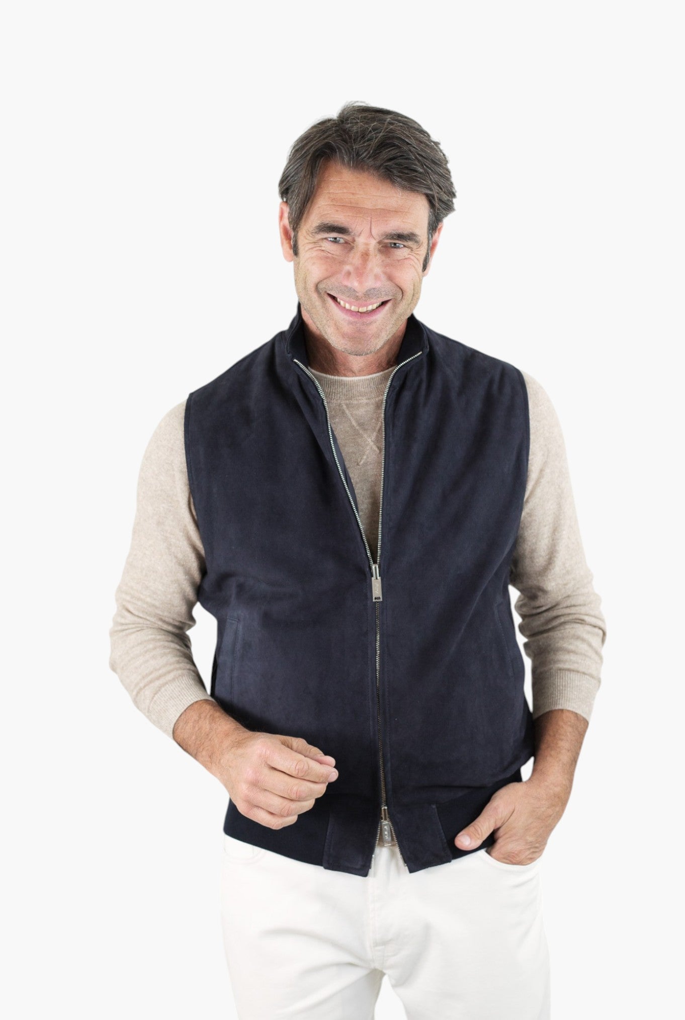 VOLFAGLI Gilet Reversibile Suede Blu Nylon Blu