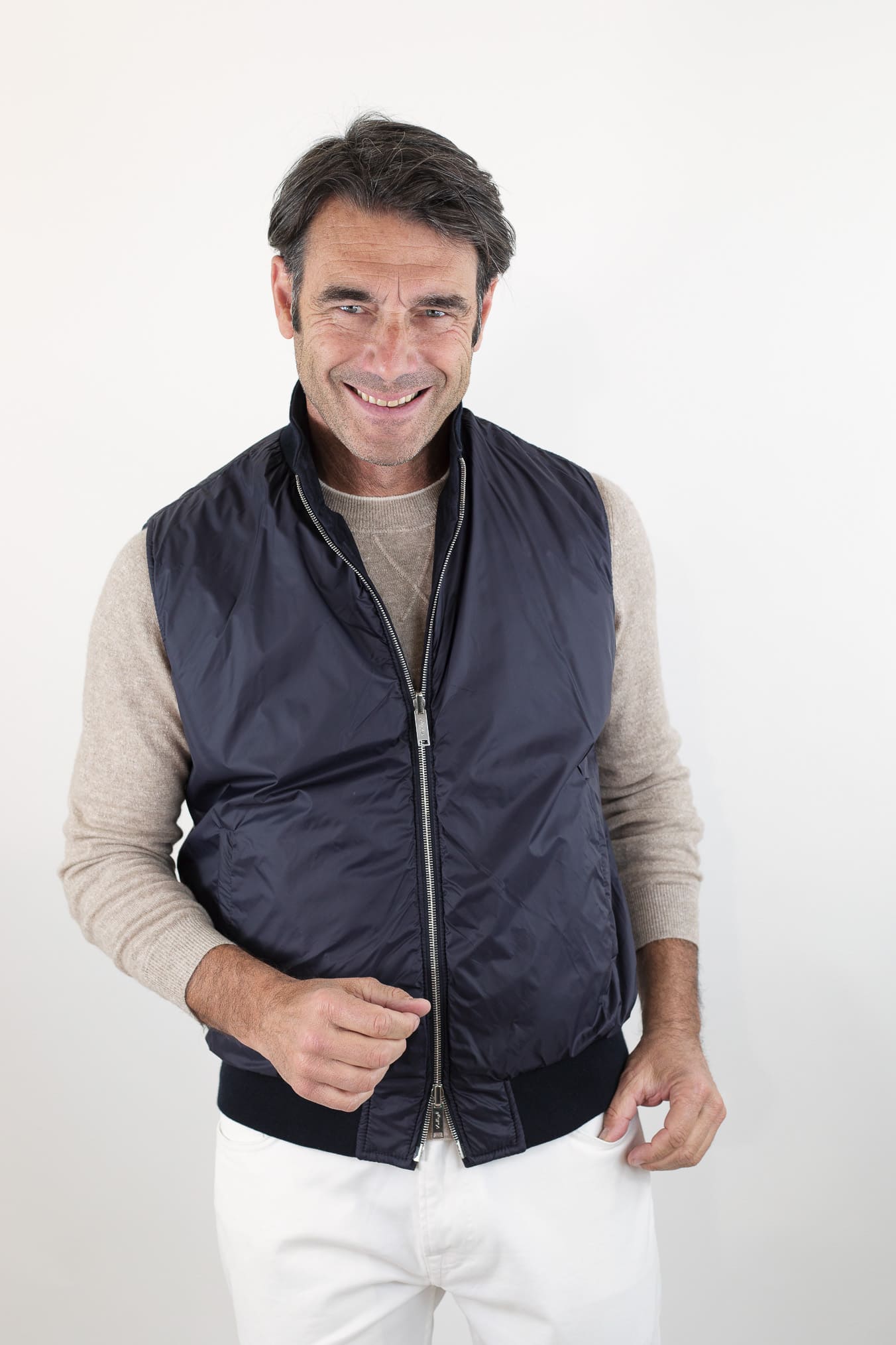 VOLFAGLI Gilet Reversibile Suede Blu Nylon Blu