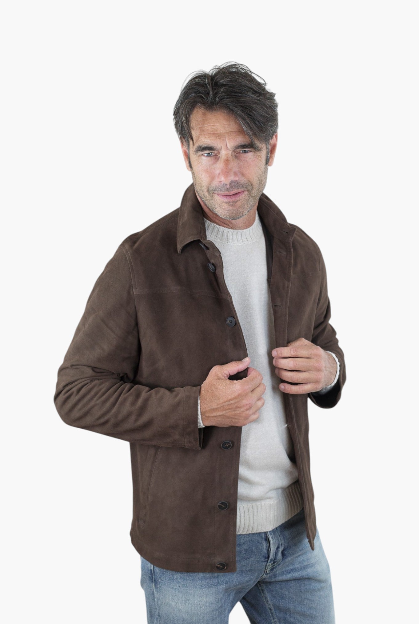 VOLFAGLI Camicia Suede Testa di Moro