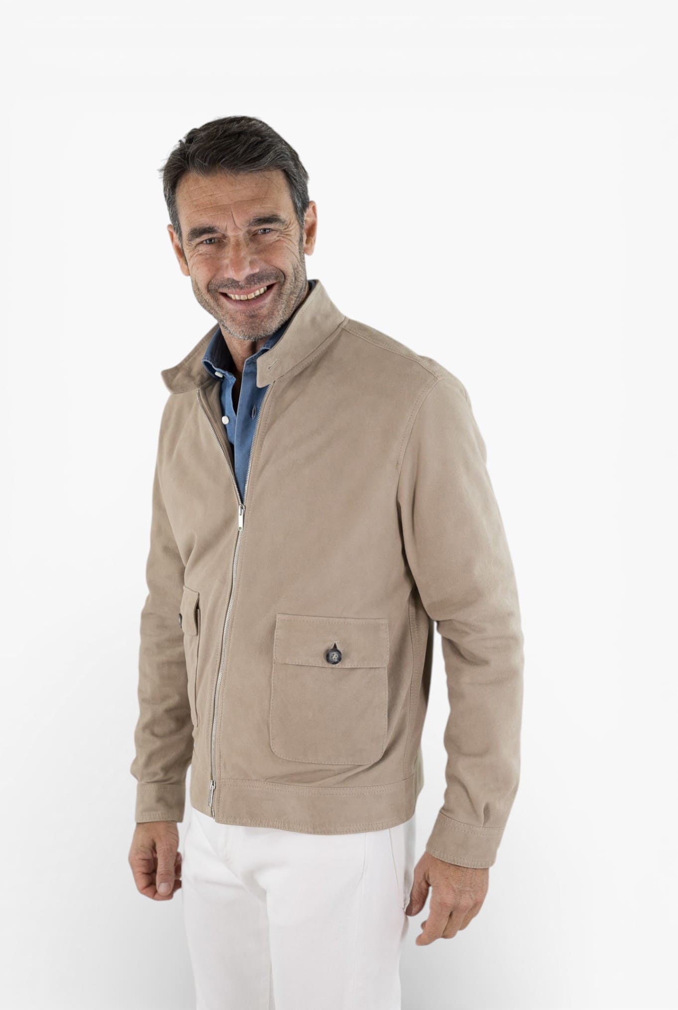 VOLFAGLI Giubbino Camoscio Nappato Beige