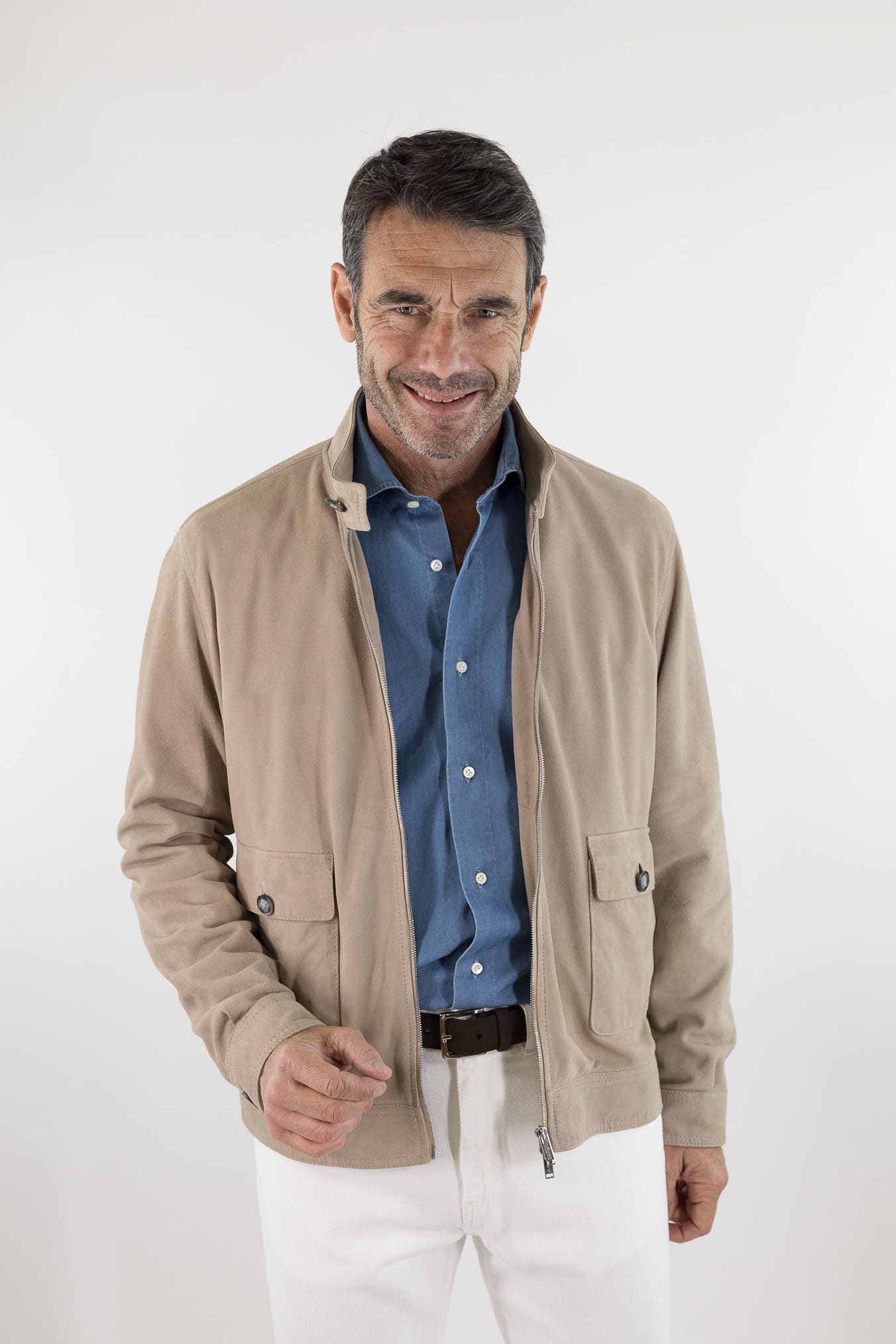 VOLFAGLI Giubbino Camoscio Nappato Beige