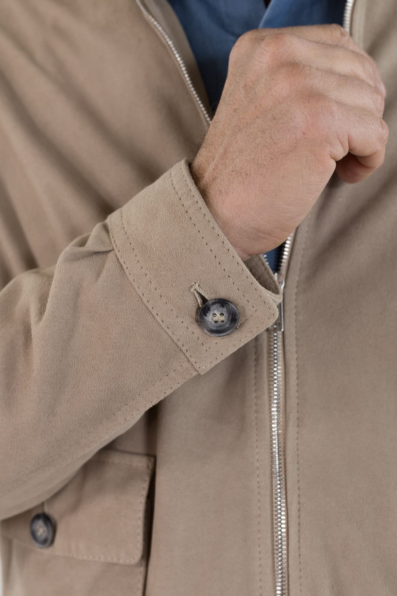 VOLFAGLI Giubbino Camoscio Nappato Beige