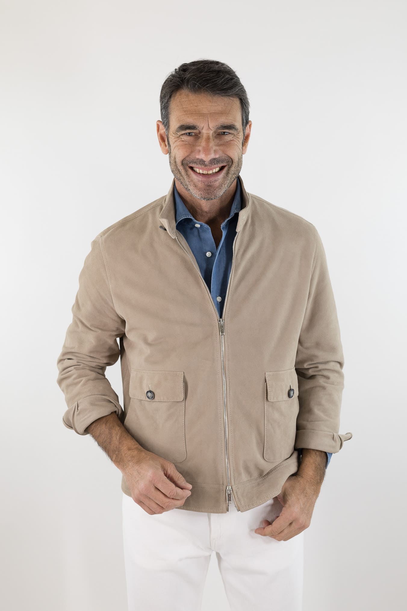 VOLFAGLI Giubbino Camoscio Nappato Beige