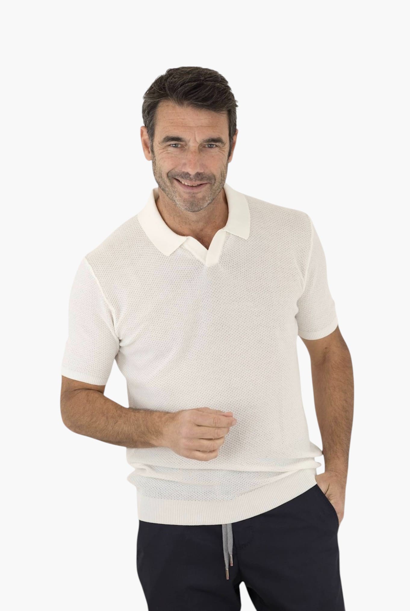 RAKKI' Milk White "V" Neck Polo Shirt