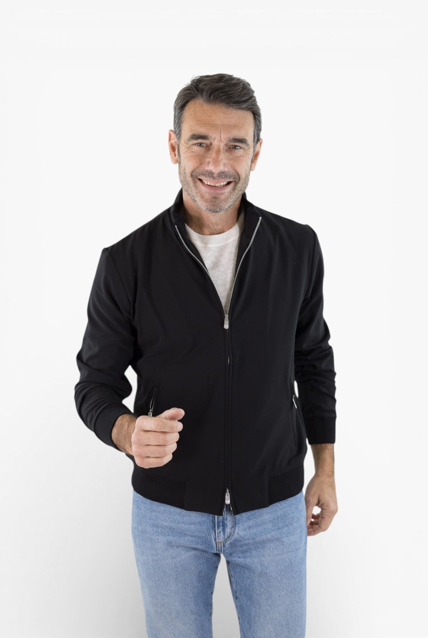 PESCAROLO Giubbino "Icon" Jersey Lana Blu Scuro