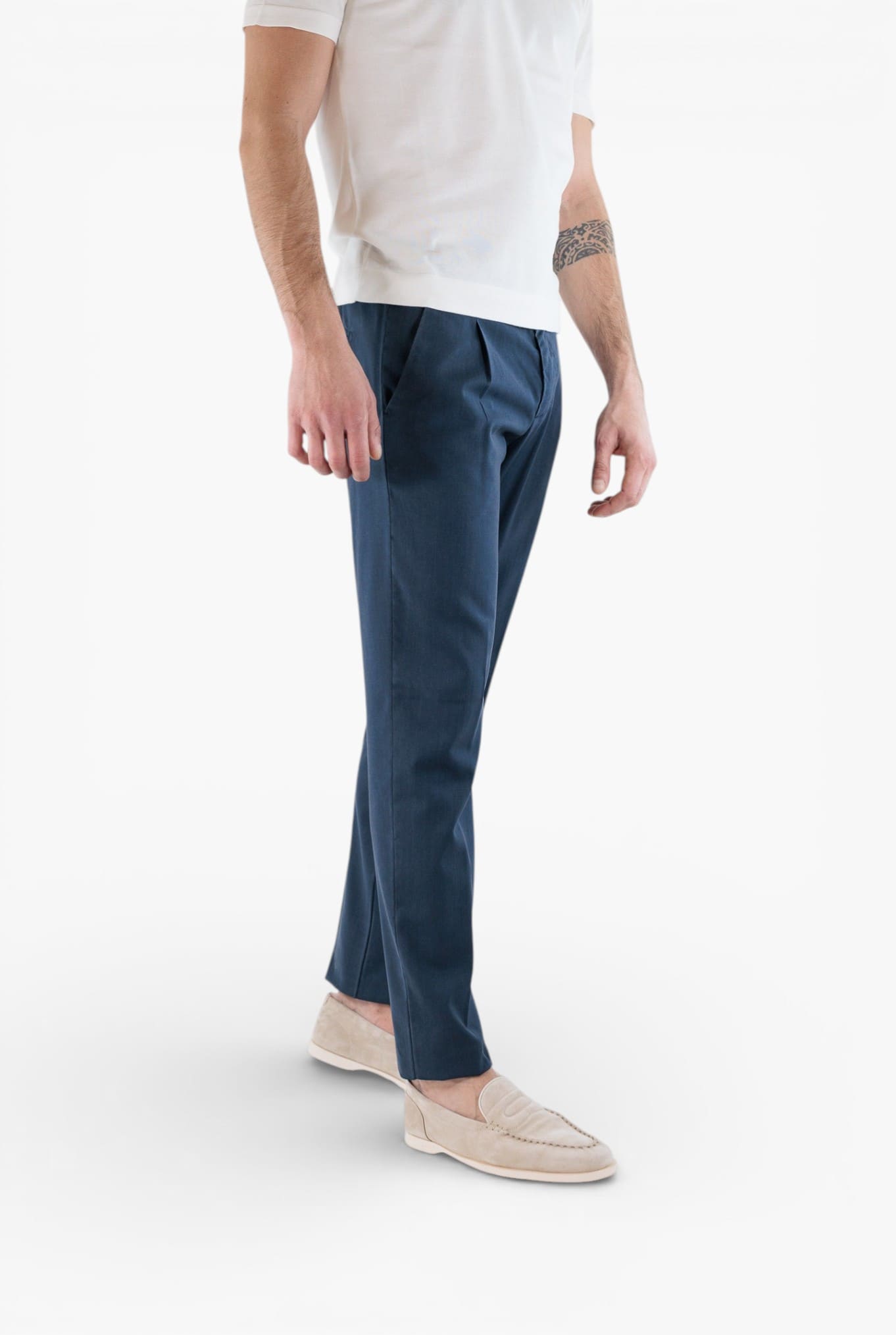 Pantaloni Vintage Wool Blu Medio