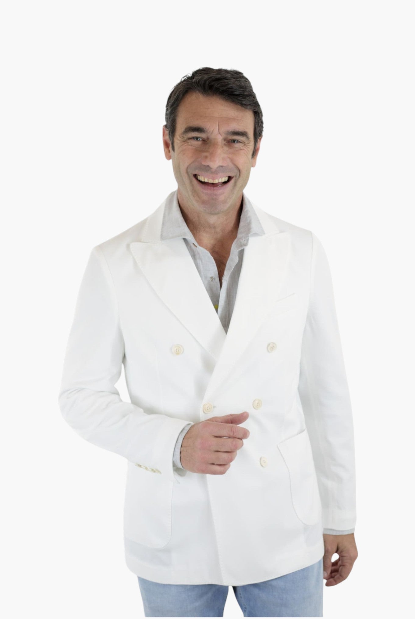 Giacca Doppiopetto Jersey Cotone Piquet Bianco CIRCOLO 1901