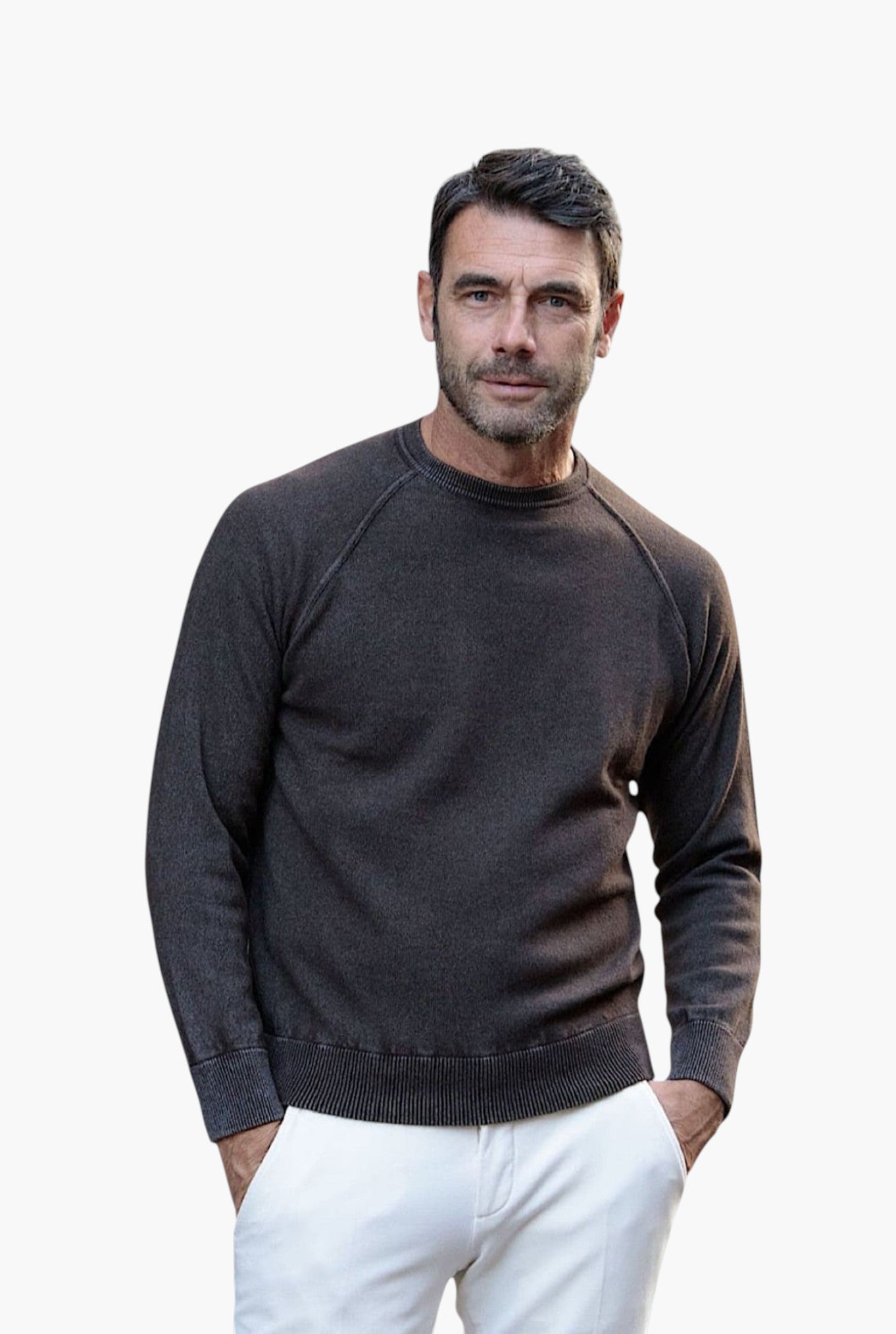 Girocollo Raglan Cashmere Old Dyed Caffè