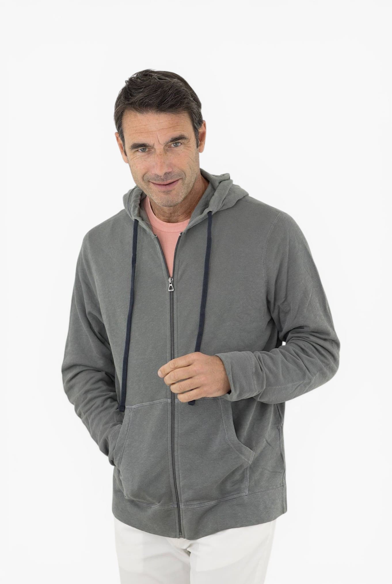 Felpa Cappuccio in Jersey di Cotone Tinta in Capo Grigio - Guarino Store