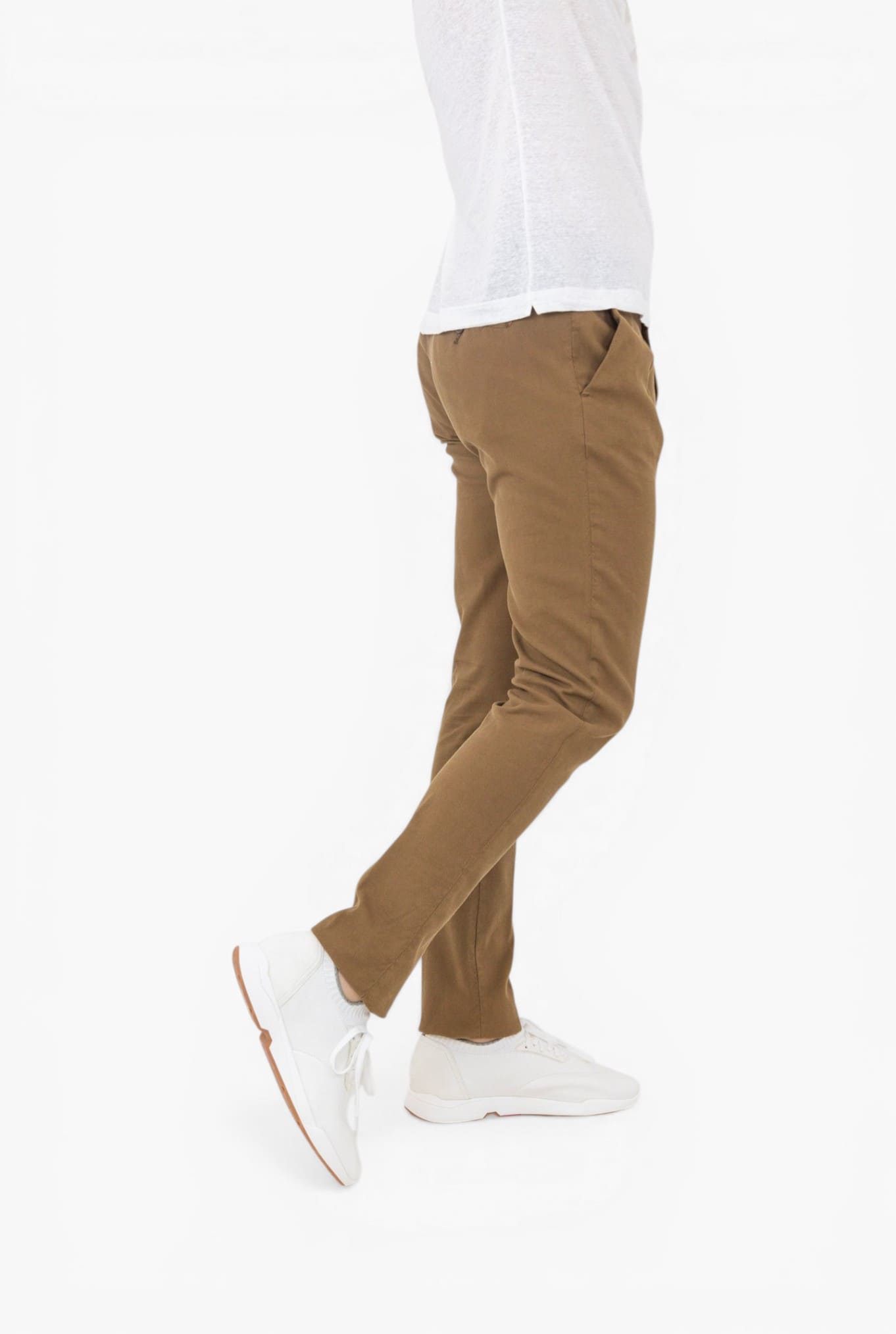 Pantaloni con Pinces Cotone Stretch Tabacco - Guarino Store