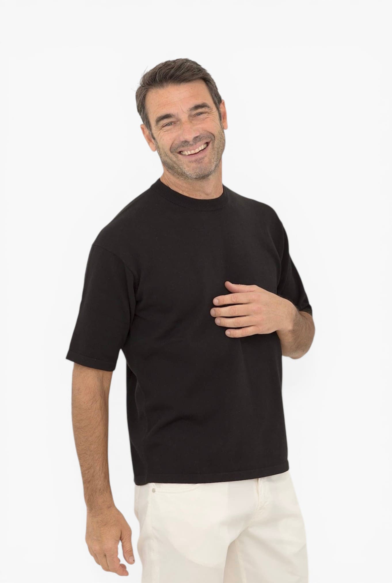Girocollo Maniche Corte Boxy Nero - Guarino Store