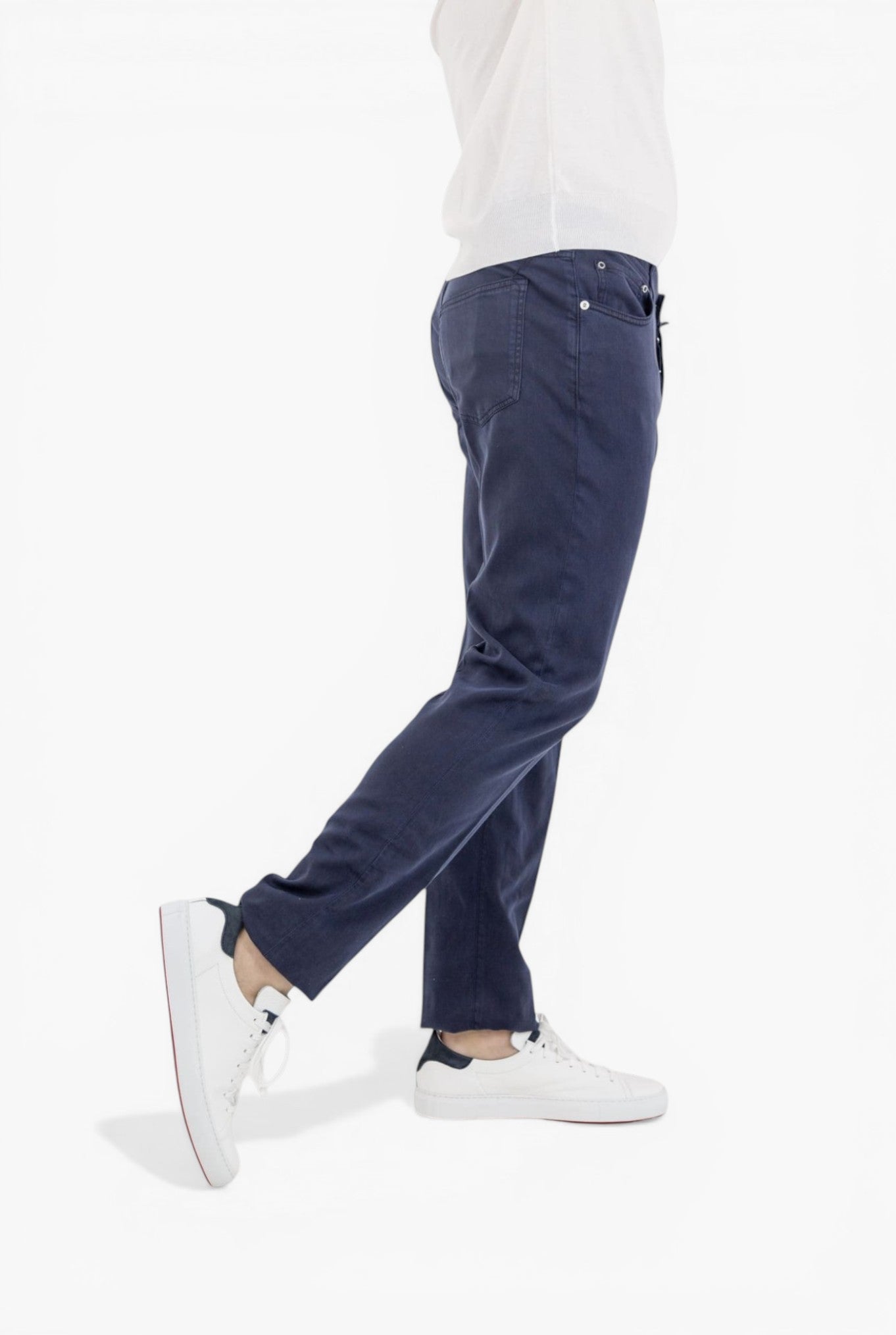 Pantaloni 5 Tasche Lyocell Blu Navy - Guarino Store