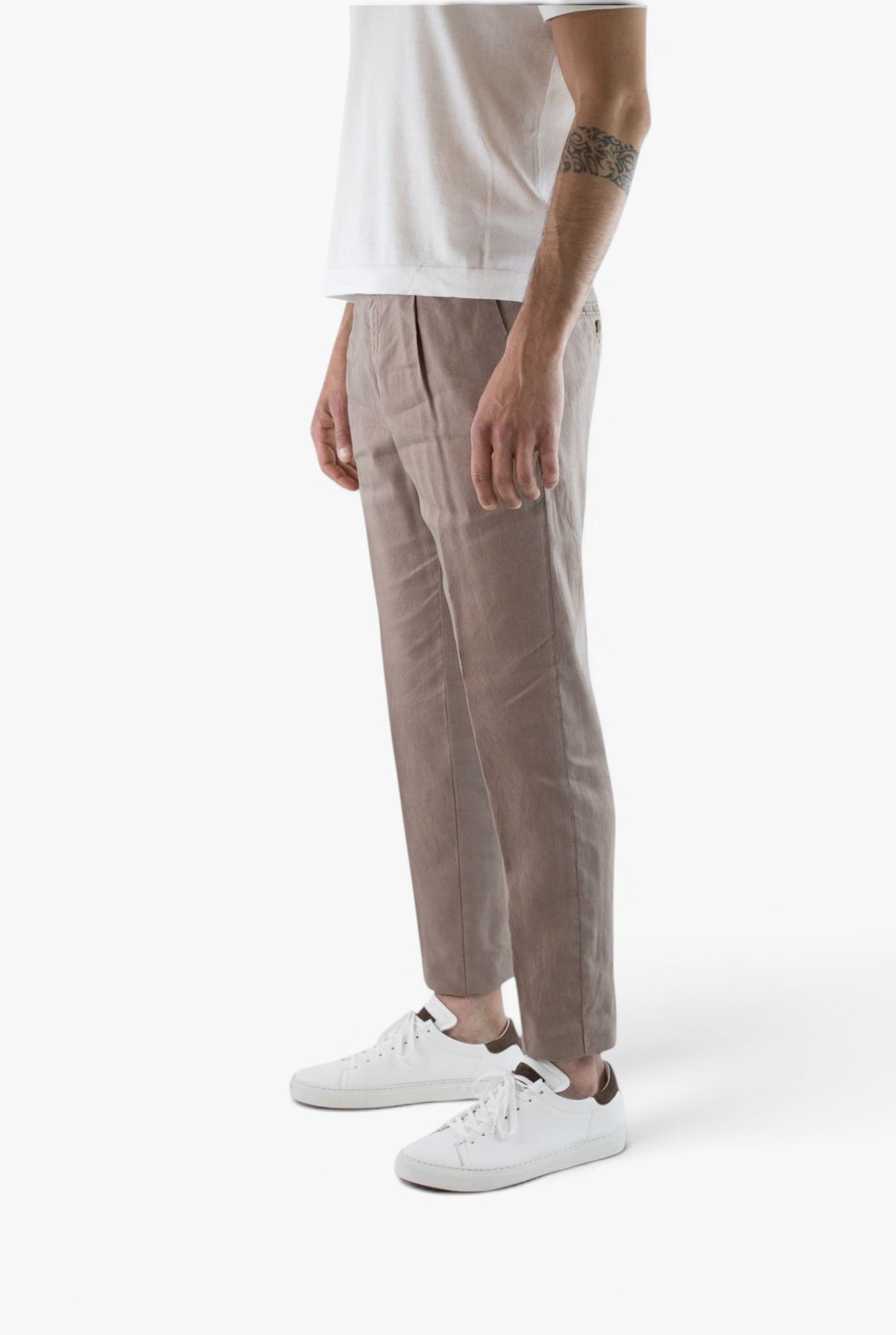 MYTHS Pantaloni Vintage Lana Lino Pinces Beige