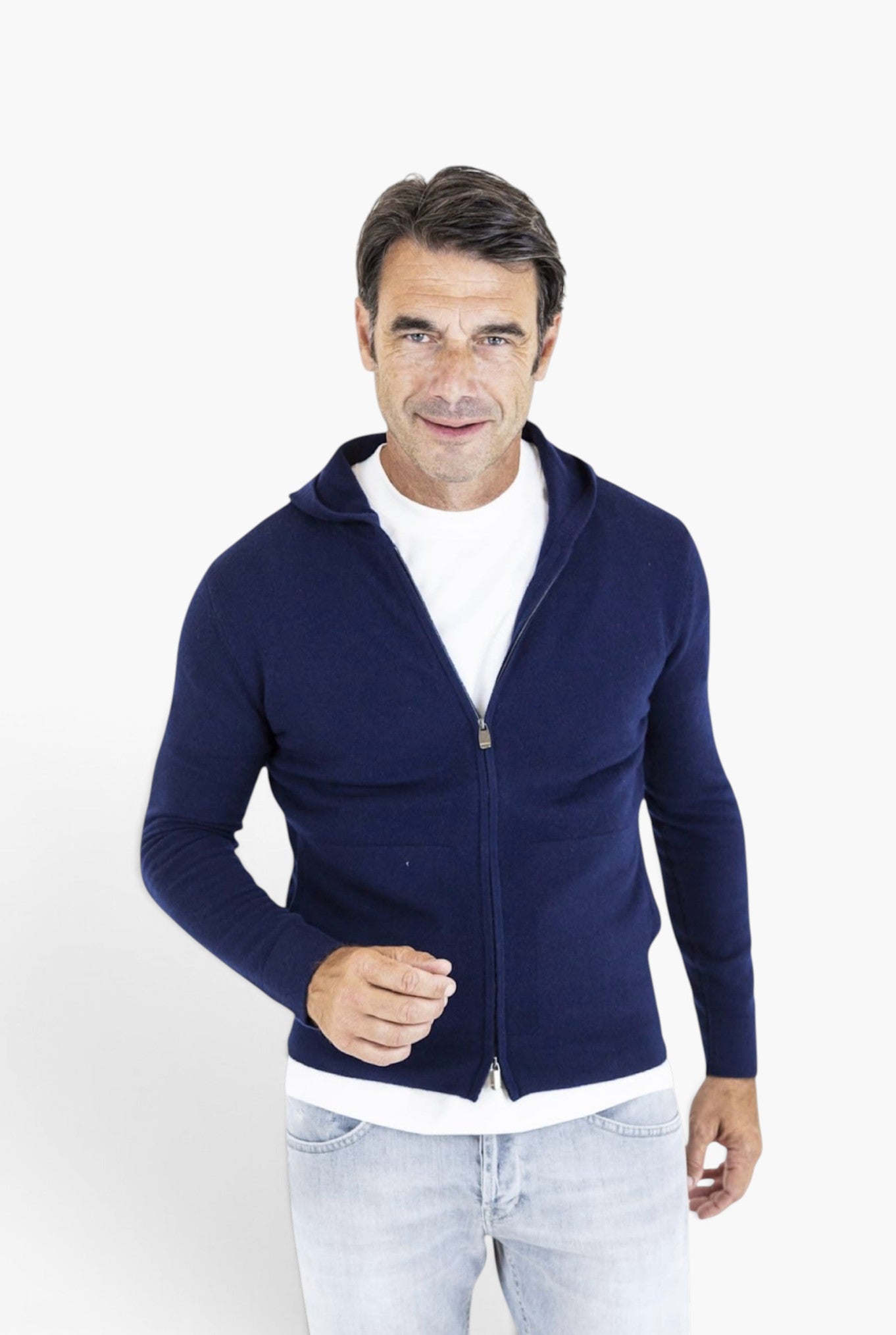 Felpa Cappuccio Cashmere Blu Navy BRAMANI
