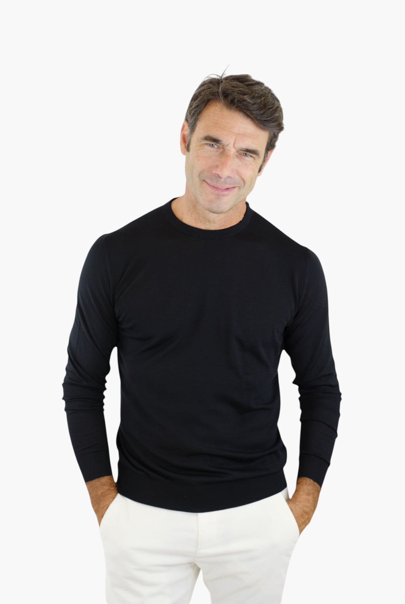 KITON Maglia GIrocollo Lana 14 Micron Nero