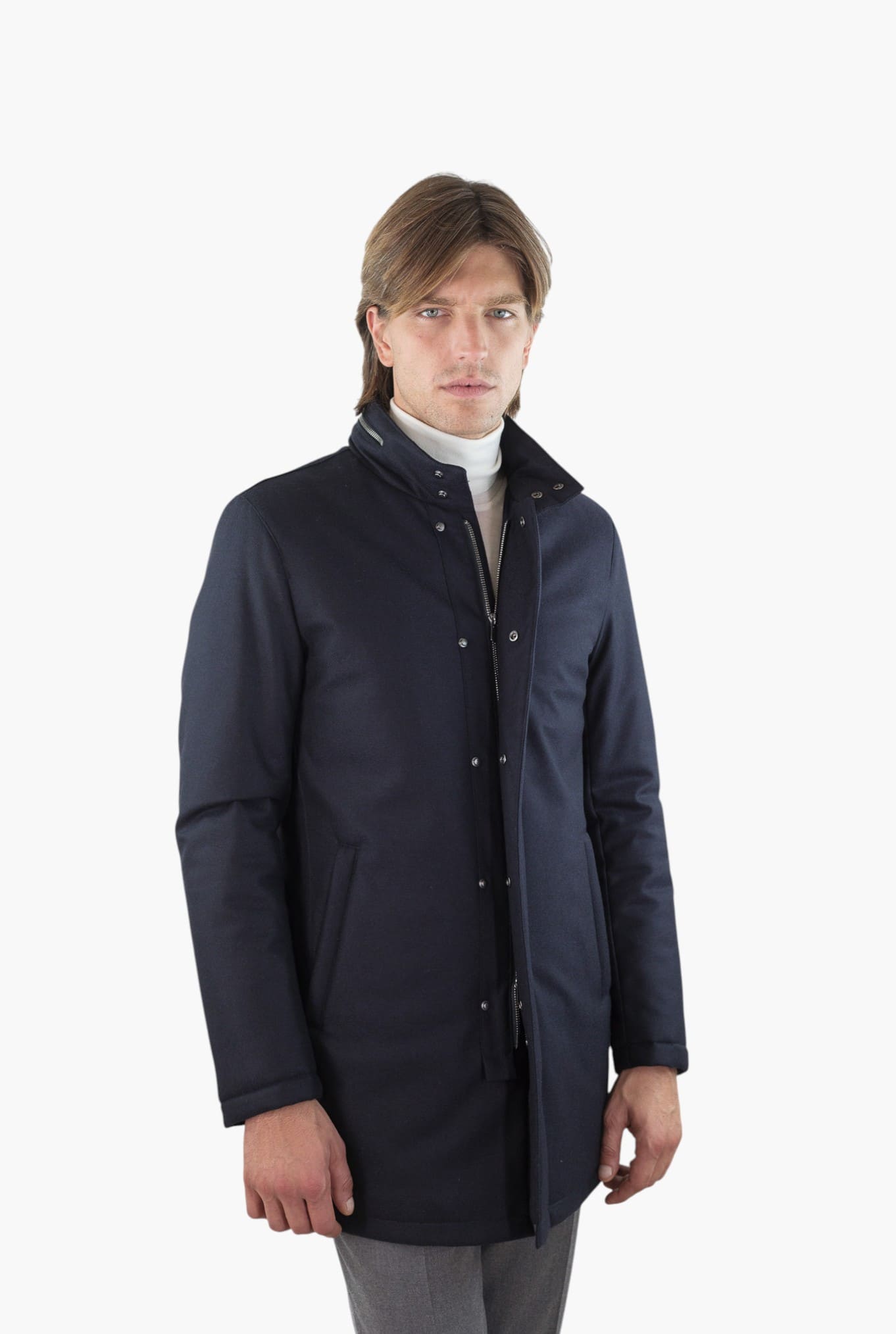 Giaccone Lana Cashmere Loro Piana Blu - Guarino Store
