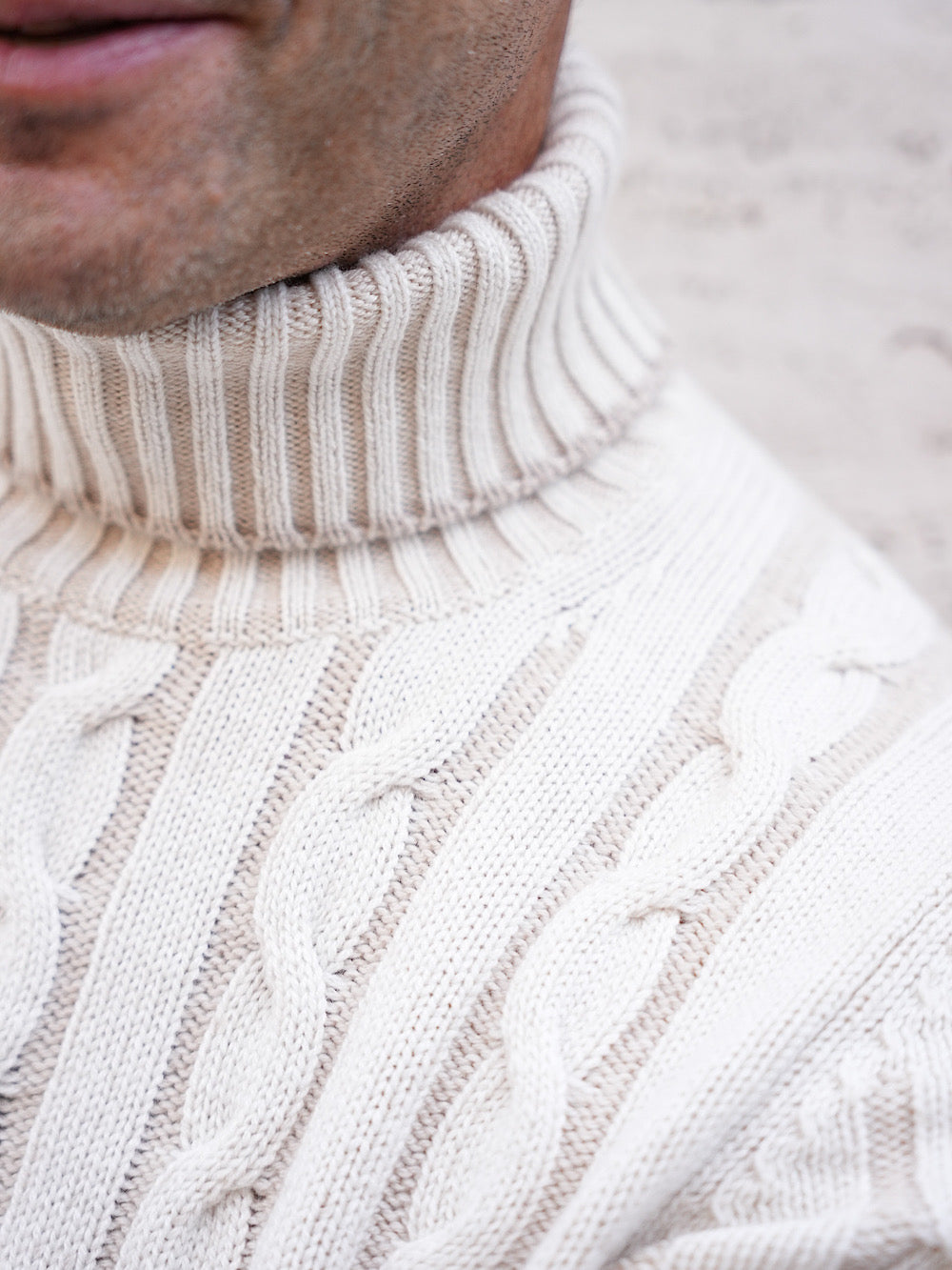 Settefili Cashmere White Braided Turtleneck