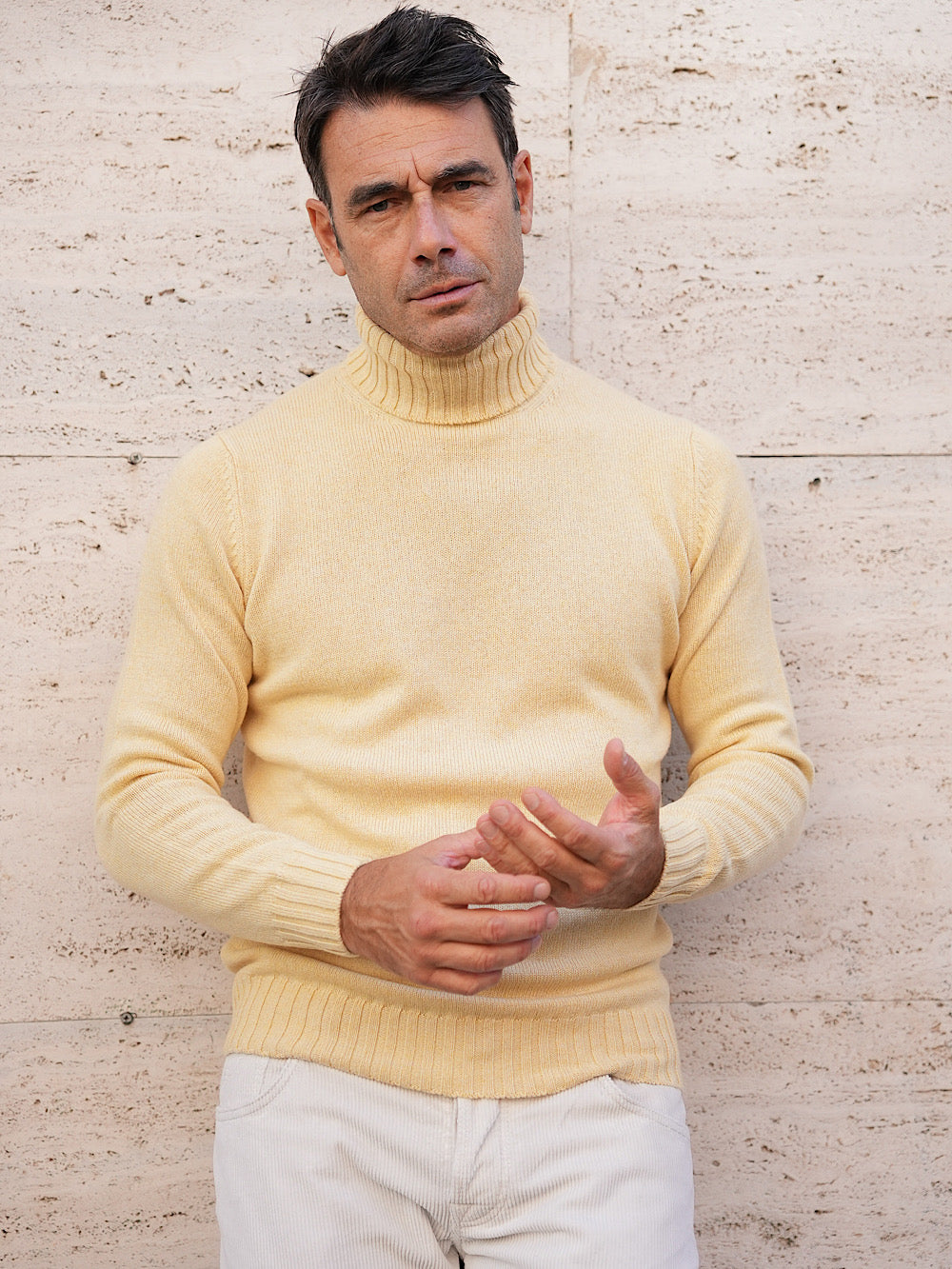 Cashmere Corsehair Turtleneck Yellow