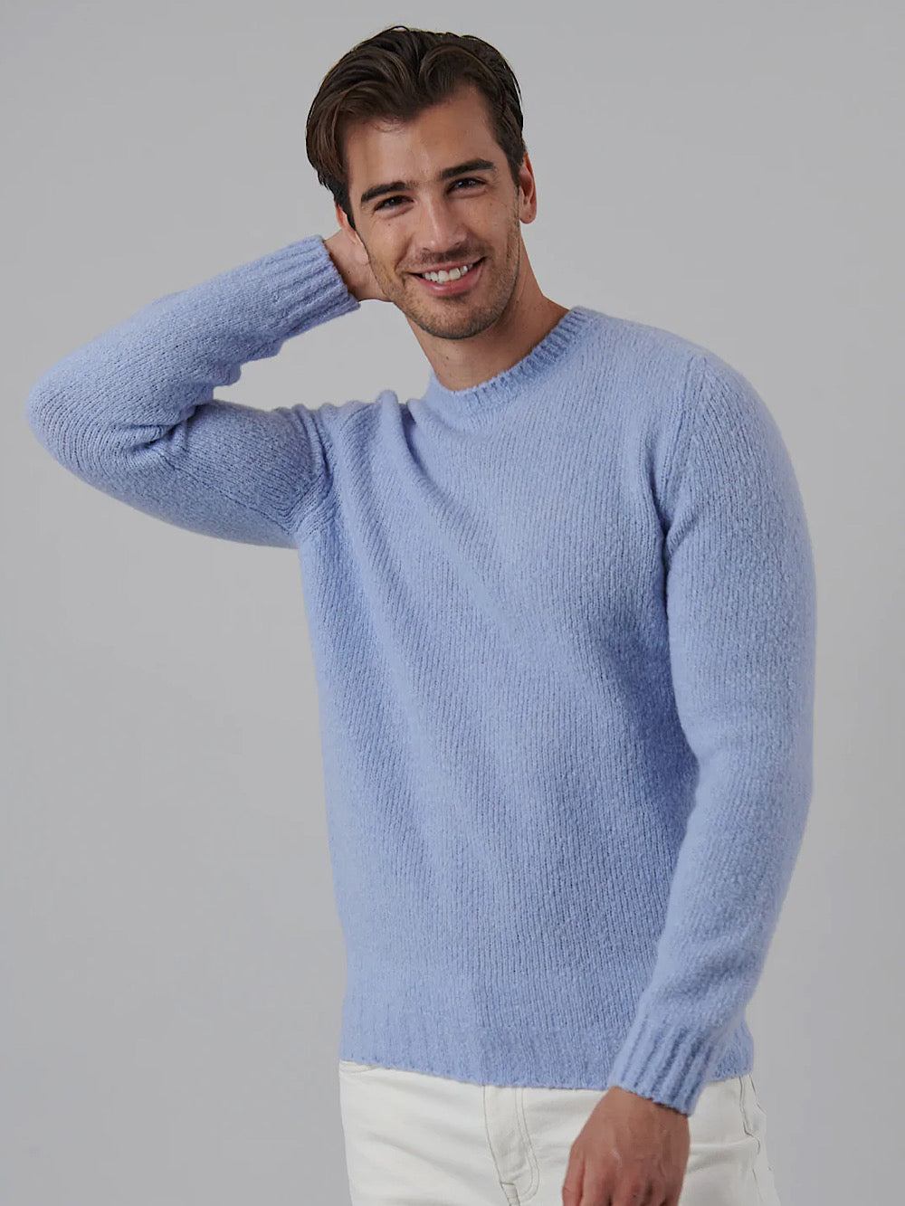 Fedeli Argentina crewneck in light blue eco cashmere and wool