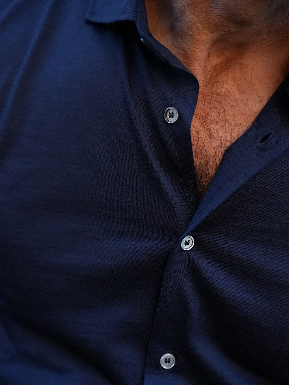 Fedeli Camicia Thomas in Jersey di Lana Blu