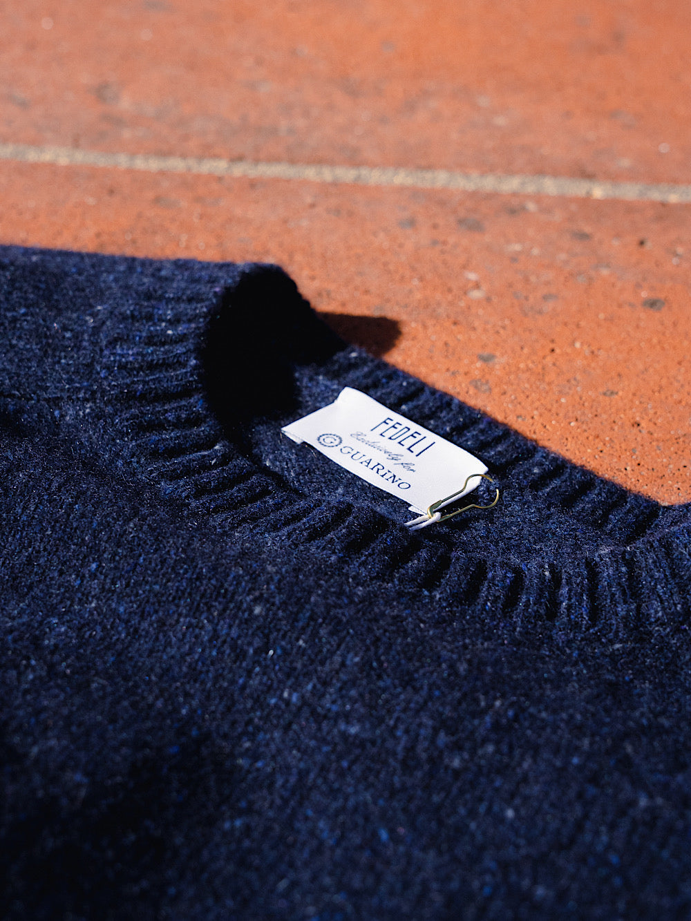 Fedeli Crewneck mod Argentina Saddler cashmere tweed blue