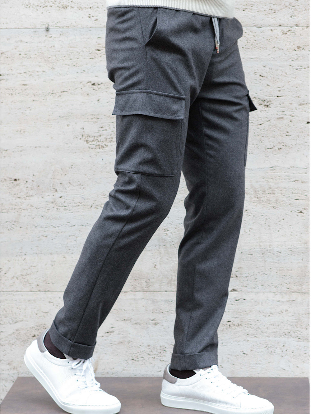 Marco Pescarolo Trousers with Cargo Gray Drawstring