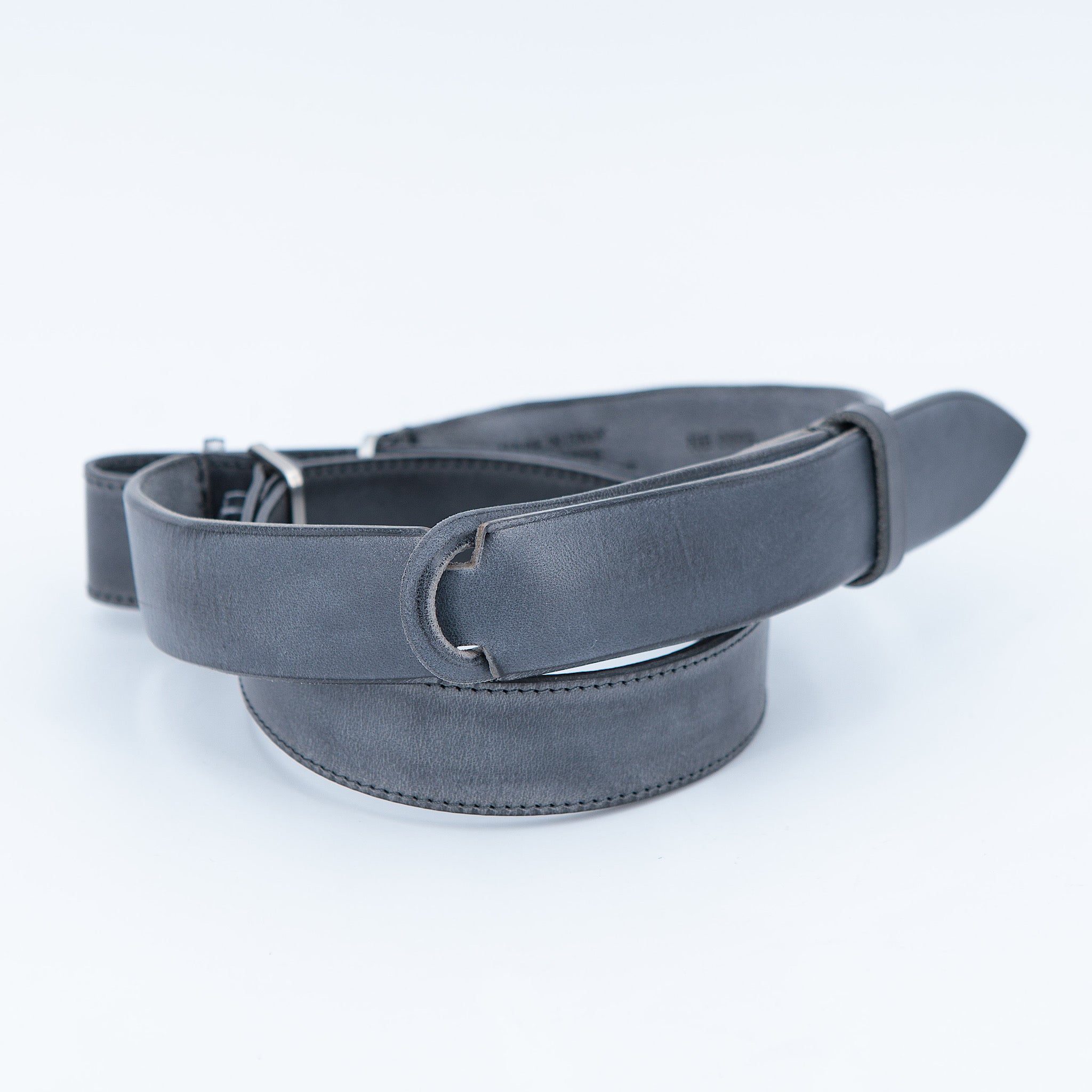 Gray leather Nobuckle belt