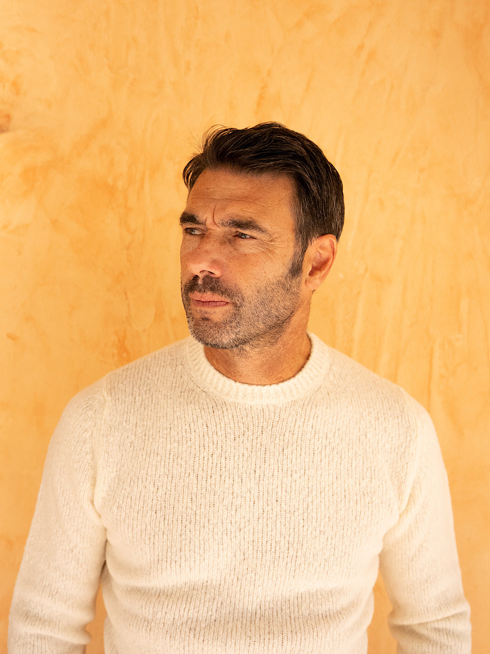 Fedeli Argentina crewneck in optical white eco cashmere and wool